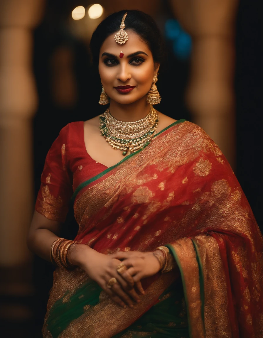 a close up of five  woman in a sari posing for a picture, indian goddess, indian, extremely detailed goddess shot, asian hyperdetailed, hyperrealistic full figure, beautiful goddess, dressed in a sari, thicc, super detailed and realistic, japanese goddess, sexy pose, curvaceous. detailed, with large breasts, traditional beauty, indian goddess of wealth,dressed in saree