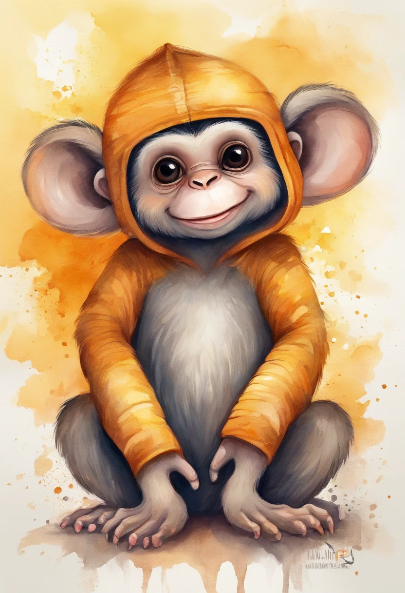 Cartoon cute little monkey, Character design, sticker design, Drawing numbers cute, beautiful detailed digital art, colorful kids book illustration, beautiful digital art, maya bee, children's book illustrations, children's book illustrations, (honeybee), cute illustration, cute storybook illustration, children's book illustrations, children's book illustrations, children's book illustrations, big bee, A beautiful artwork illustration, Separate from the white background