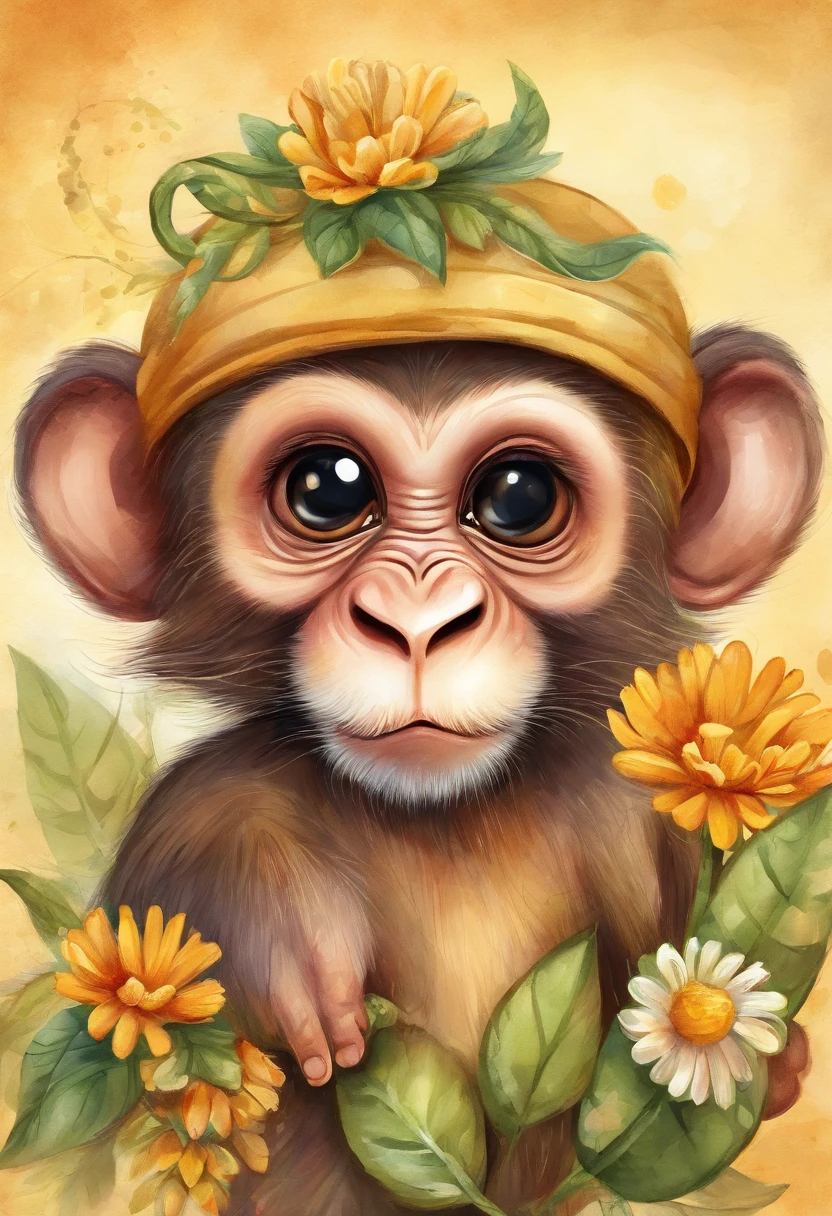 Cartoon cute little monkey, Character design, sticker design, Drawing numbers cute, beautiful detailed digital art, colorful kids book illustration, beautiful digital art, maya bee, children's book illustrations, children's book illustrations, (honeybee), cute illustration, cute storybook illustration, children's book illustrations, children's book illustrations, children's book illustrations, big bee, A beautiful artwork illustration, Separate from the white background