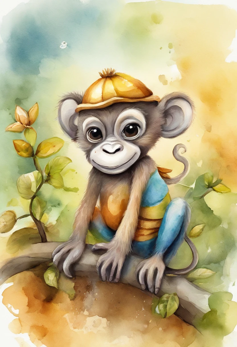 Cartoon cute little monkey, Character design, sticker design, Drawing numbers cute, beautiful detailed digital art, colorful kids book illustration, beautiful digital art, maya bee, children's book illustrations, children's book illustrations, (honeybee), cute illustration, cute storybook illustration, children's book illustrations, children's book illustrations, children's book illustrations, big bee, A beautiful artwork illustration, Separate from the white background