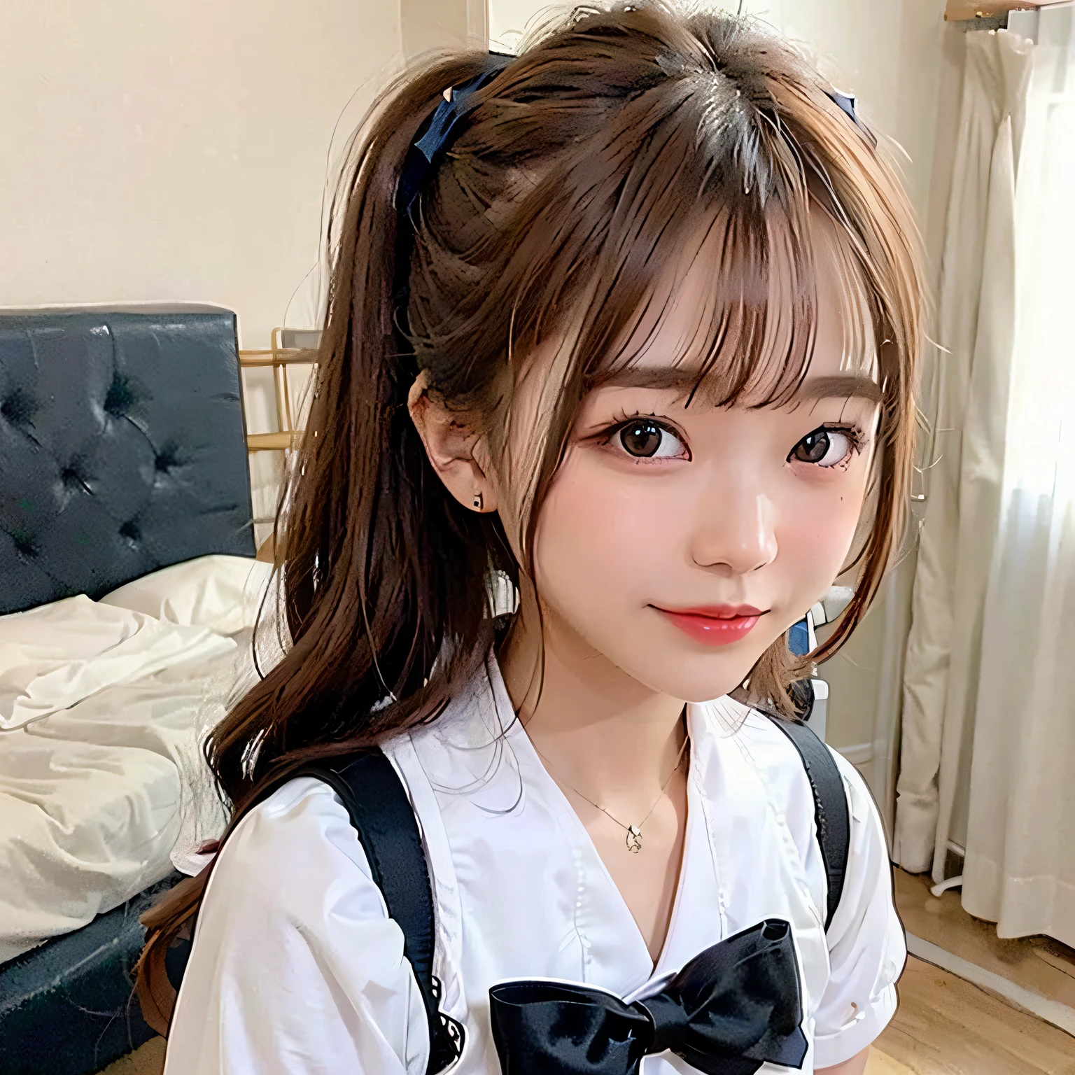 , 2girls, 　Twintail hairstyles, student clothes、a sailor suit、bow ribbon、