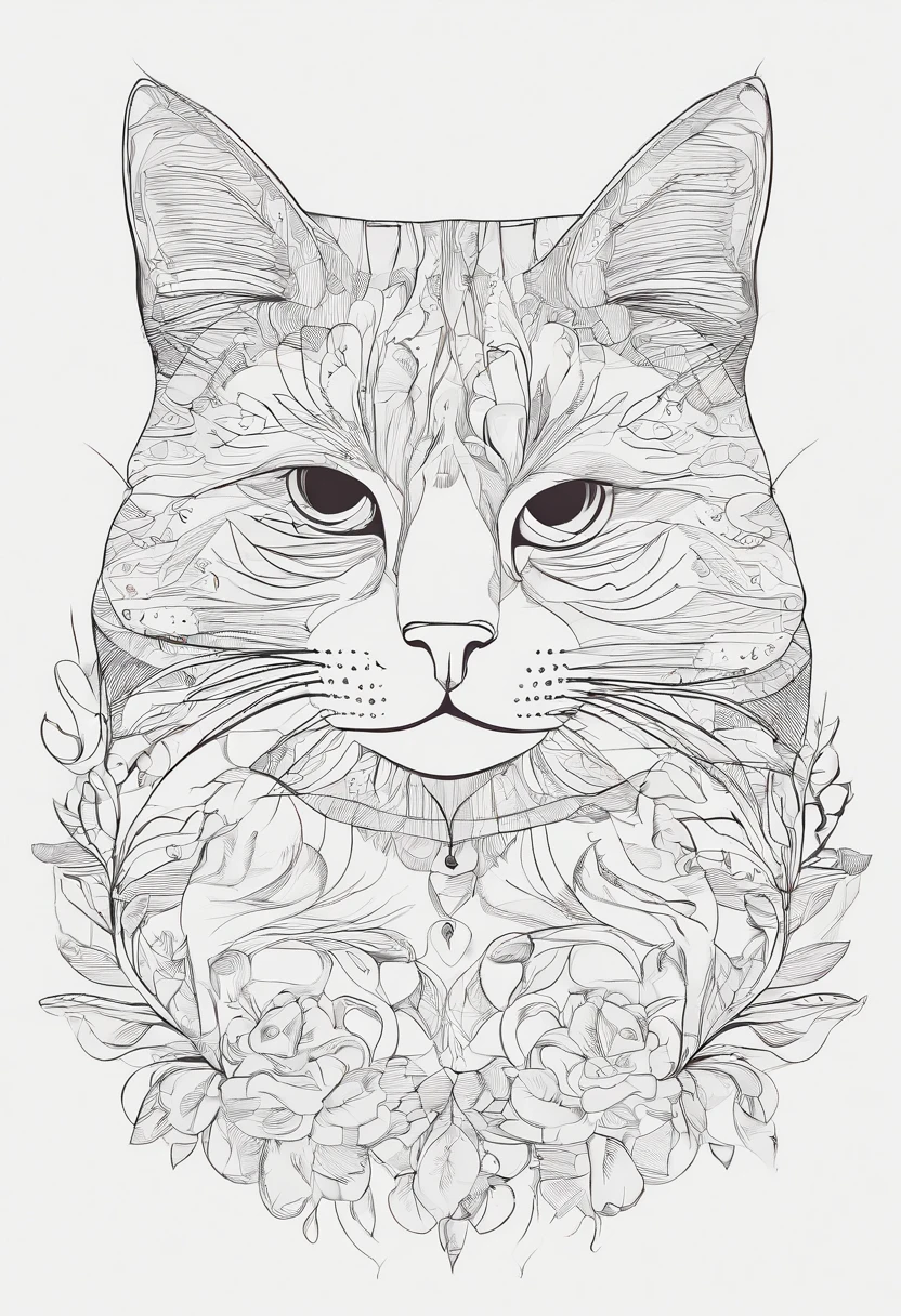 Cute cat,sketch style,funny design,kids style