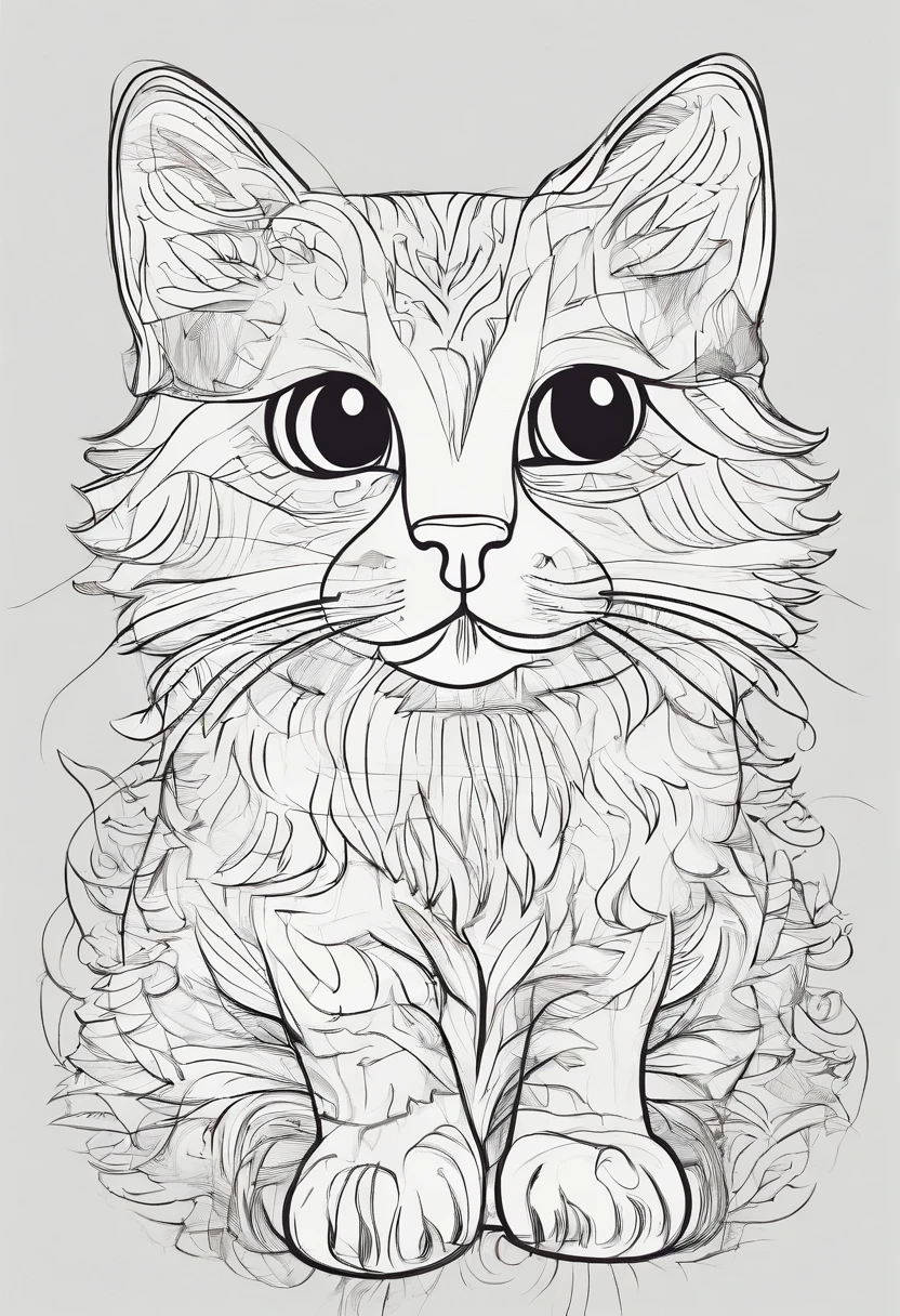 Cute cat,sketch style,funny design,kids style