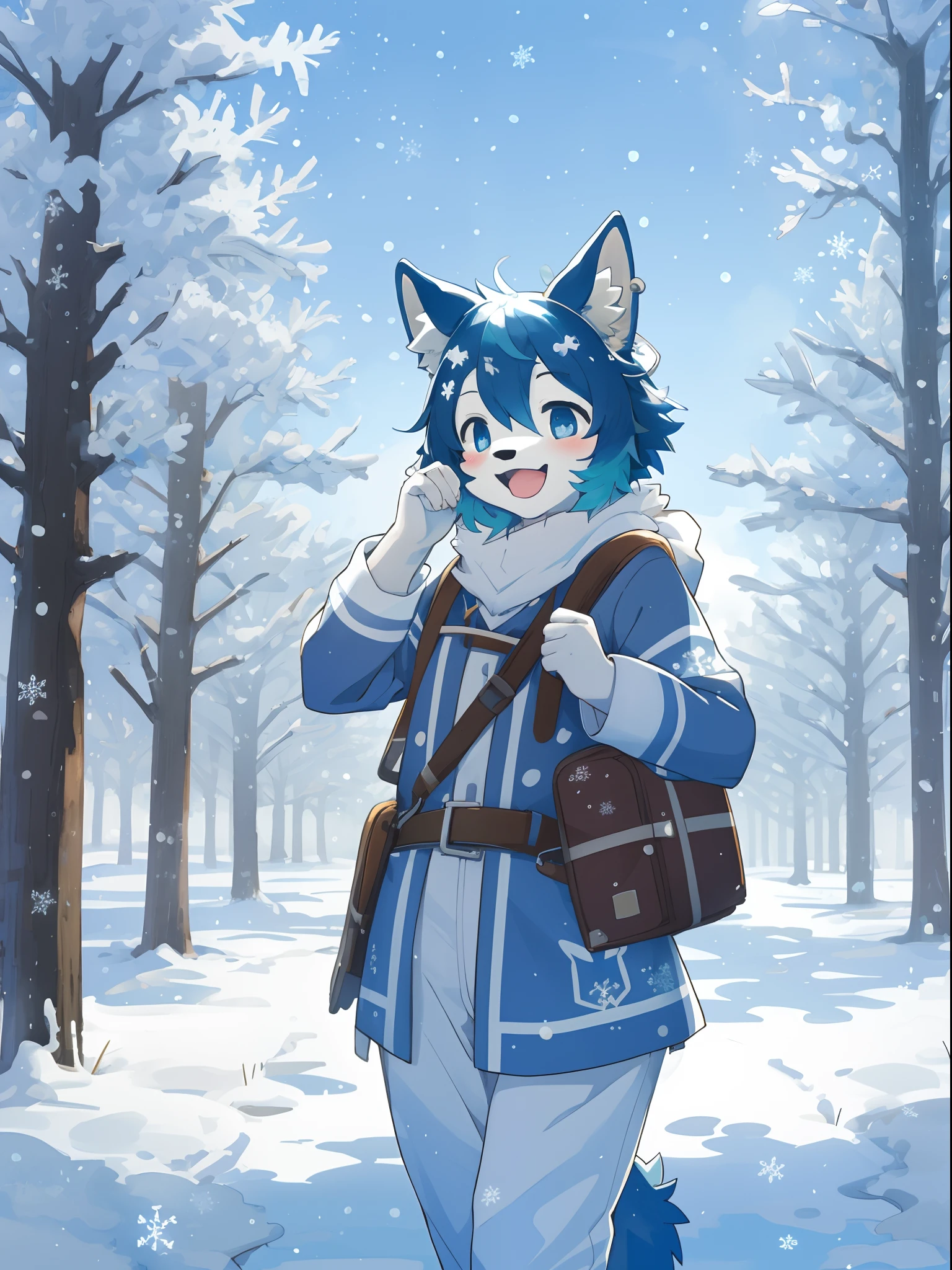 cover_page, super high resolution, detailed background, World Heritage Site, 6+boys, 6+girls, Happy, joyful, absurdres(Photos of solo travelers)(kemono, furry anthro)traveling, snowflakes,