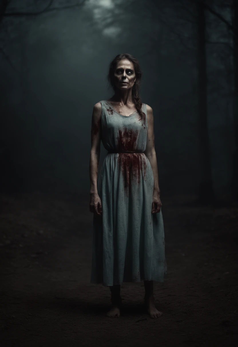 female zombie in t-pose, full body