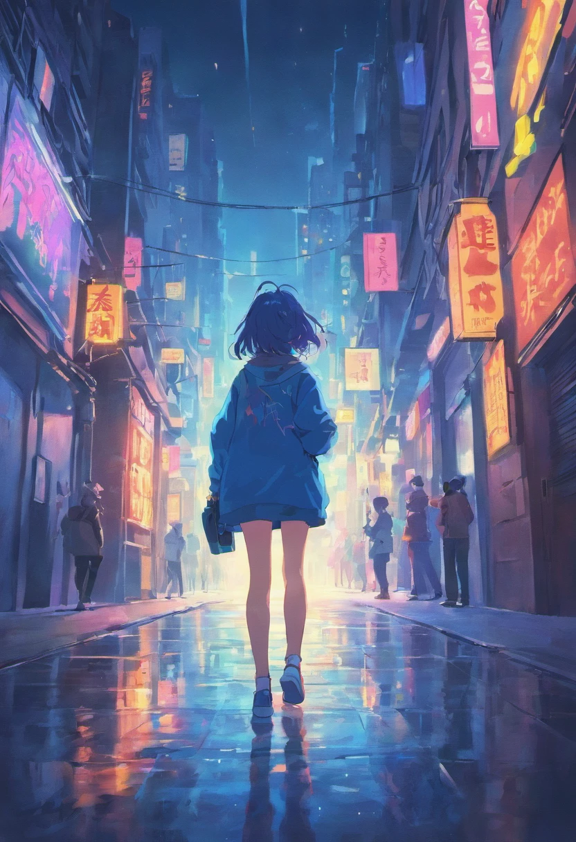 Neon City　Walking alone　Passers-by around　Shine a light on yourself
