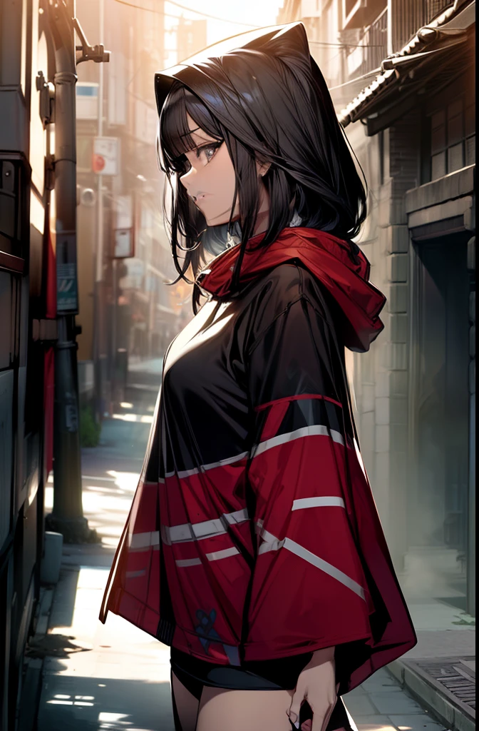 Huza、Poncho 、1girl in, hoods、Poncho、masterpiece, detailed shadow, Detailed light, ighly detailed, top-quality, hard disk, 4K, hightquality,细节、Acoustic guitar in hand、Ahegao , Silly,Sexual ecstasy,Drunken eyes,Blunt bangs, Black hair,(masutepiece:1.2, Best Quality), (finely detailed beautiful eye: 1.2), (Detailed background,Dark Fantasy), (beautifull detailed face), High contrast, (Best Illumination, extremely delicate and beautiful), ((Cinematic Light)), Colorful, Hyper Detail, Dramatic light, Intricate details,Full body、A dark-haired、Ahegao ( Silly / Sexual ecstasy)、Cross-eyed、Stranger、View other people、Blunt bangs、 over-kneehighs,Ahegao , Silly,Sexual ecstasy,Drunken eyes,Blunt bangs,,(masutepiece:1.2, Best Quality), (finely detailed beautiful eye: 1.2), (Detailed background,Dark Fantasy), (beautifull detailed face), High contrast, (Best Illumination, extremely delicate and beautiful), ((Cinematic Light)), Colorful, Hyper Detail, Dramatic light, Intricate details,