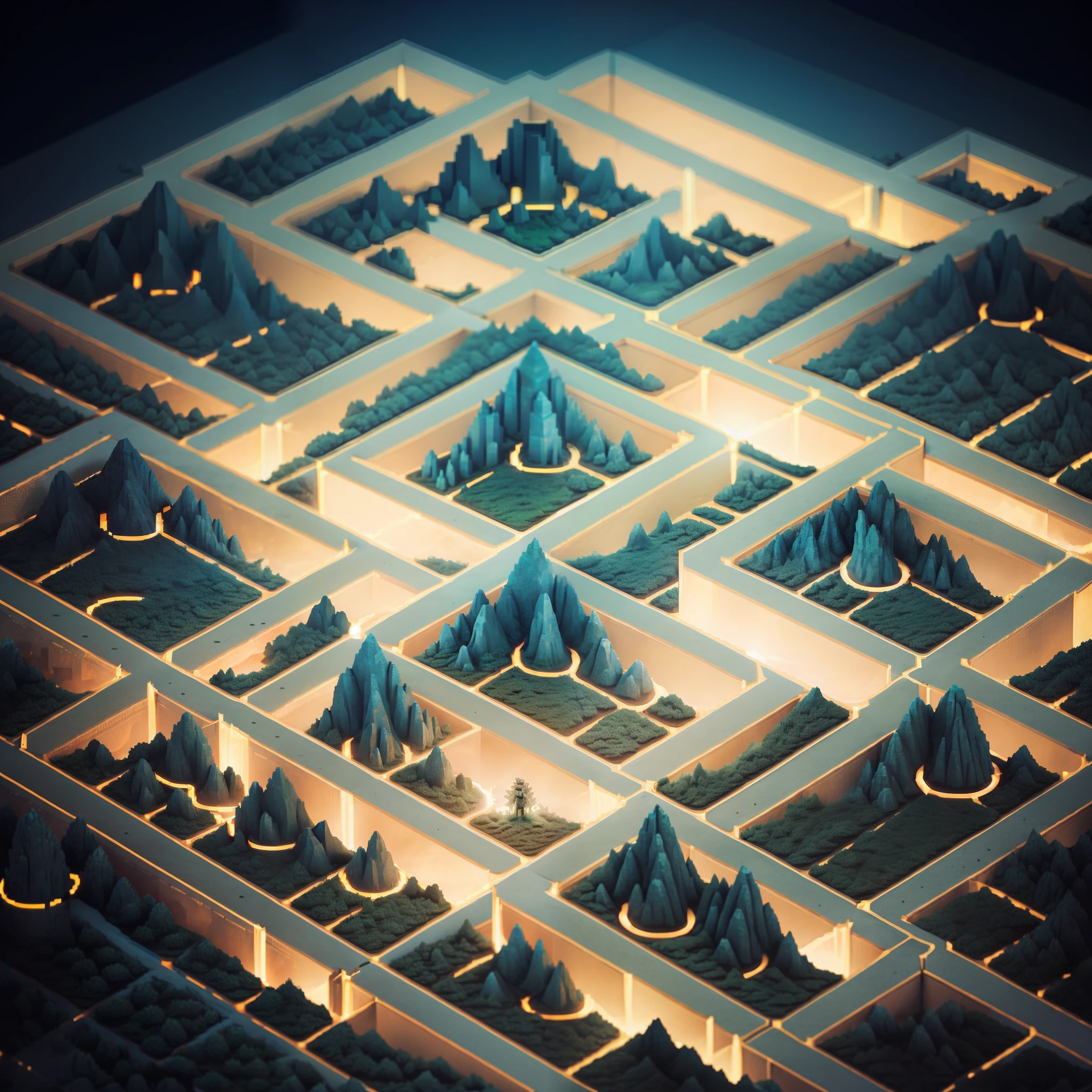 Low-poly geometric maze, Centered on the Monument to Humanity, Together, they constitute an unparalleled miracle, A monument, A miracle of humanity,(in a panoramic view),a plant, Backlight, High quality, Ultrathin, Detailed, Precise, (Masterpiece), Masterpiece, (16K resolution), cinmatic lighting, Dynamic perspective, Chinese mythology, Works of masters, Best image quality, (Tyndall effect),pixai