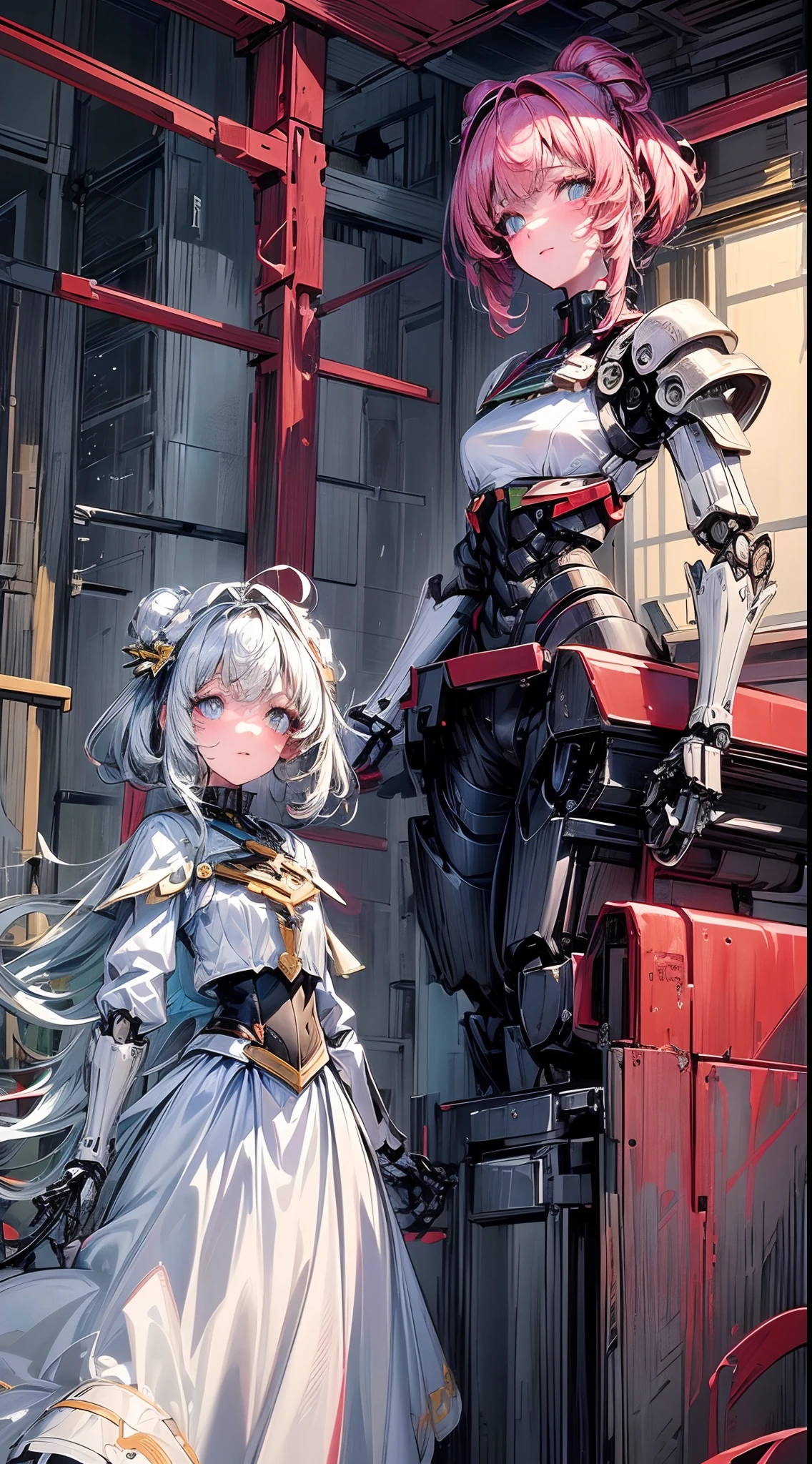(((​masterpiece)))、((top-quality))、(The ultra-detailliert)、(CG Illustration)、(Very Beautiful Little Girl))、Cinematic Light、((1 Mechanical Girl))、 scientific fiction、Apocalypse、Erotic grotesque、research institute(Beautiful and indulgent:1.2)、(1girl in:1.3)、Facing the front,Shorthair,