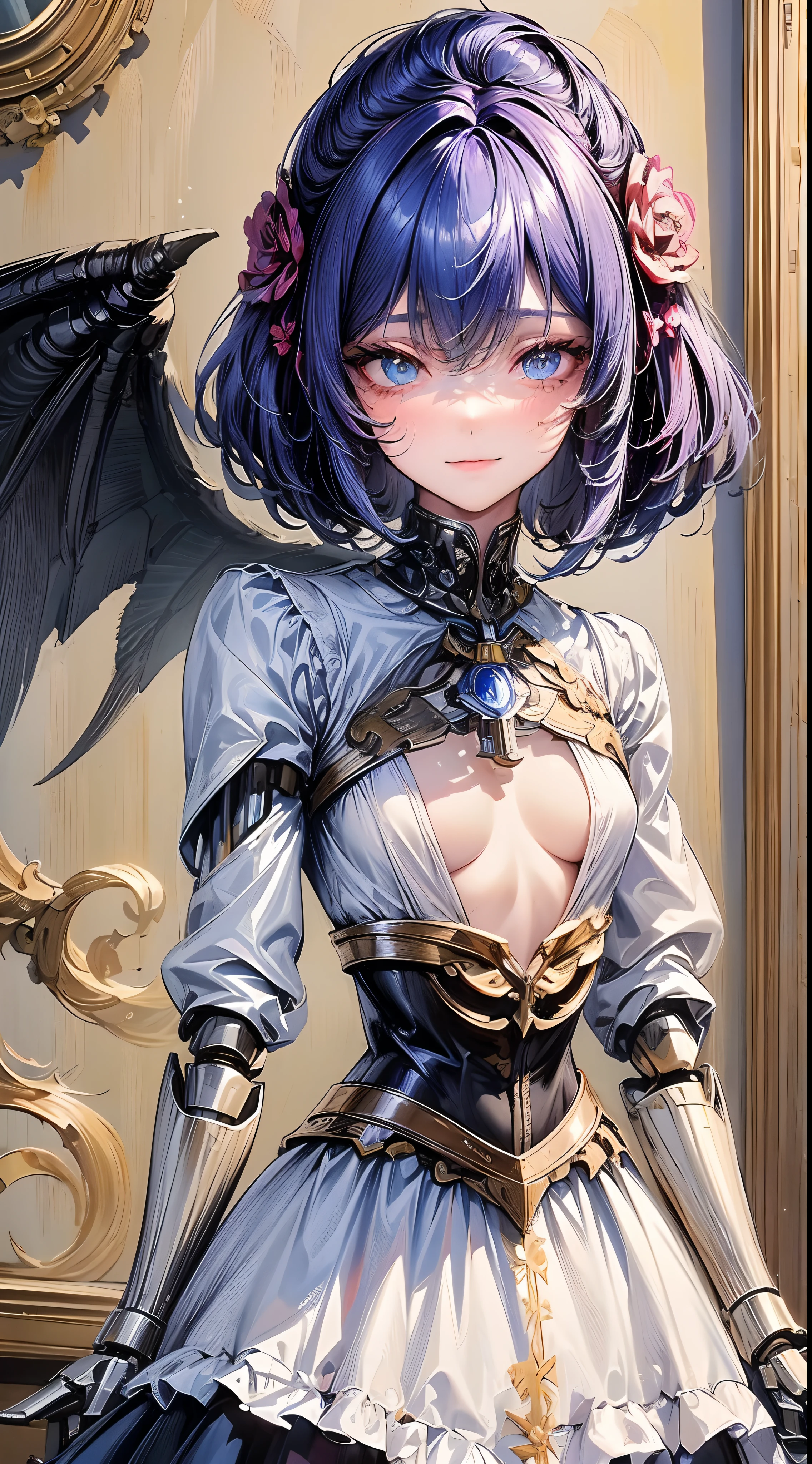 (((​masterpiece)))、((top-quality))、(The ultra-detailliert)、(CG Illustration)、(Very Beautiful Little Girl))、Cinematic Light、((1 Mechanical Girl))、 scientific fiction、Apocalypse、Erotic grotesque、research institute(Beautiful and indulgent:1.2)、(1girl in:1.3)、Facing the front,Shorthair,