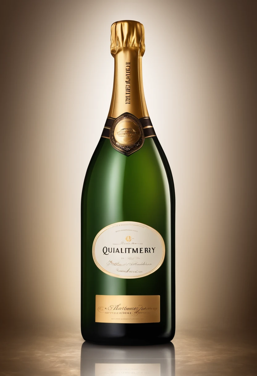 Bottle of champagne with text "Qualimetry"