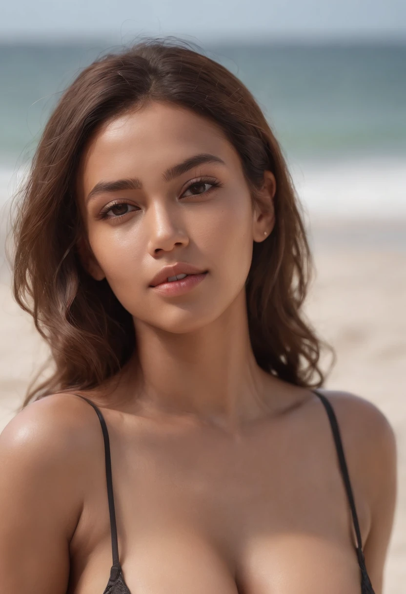 Wet Dark skin Polynesian girl Laying on a beach , solo, Laying in her own urine, Legs open, knees open, legs spreaded wide apart, wet body, FULL BODY IN FRAME, Facing the sunlight Ultra Realistic skin details, FRONT, short curly hair, Perfect detailed face, Urinating on herself, Freckles, Detailed skin, wet hair, Cleavage, Stret marks around thighs, HUGE areolas, HUGE THIGHS, HUGE FAKE BOOBS, no bra, no underwear, Camel toe, creamy camel toe, Fully centred body shot, UHD, 8K, 1080P Wallpaper.
