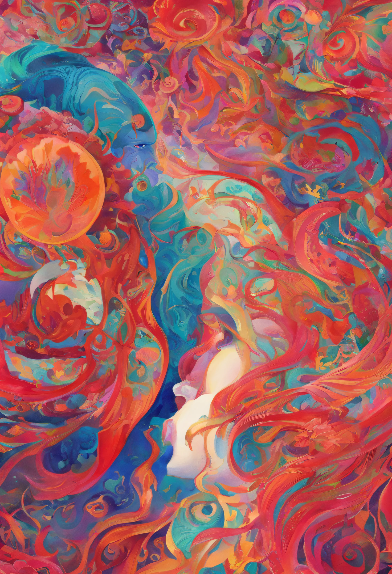 master piece, 8k detail, Beautiful nude red haired woman leaning on top of a grey stone sphere with a vapor and white smoke, blue eyes, red tattoo on forehead, tattoo on both shoulders (no other tattoo on arms or body), blue eyes, blue ribbon across her breasts, concept piece, grey stone sphere is being heated inside, glowing orange/ yellow hot Greek Letter small 't' on hot grey stone sphere, white smoke (vapor) and dirty white smoke rising in a RED sky (red sky only), light source 12 noon.