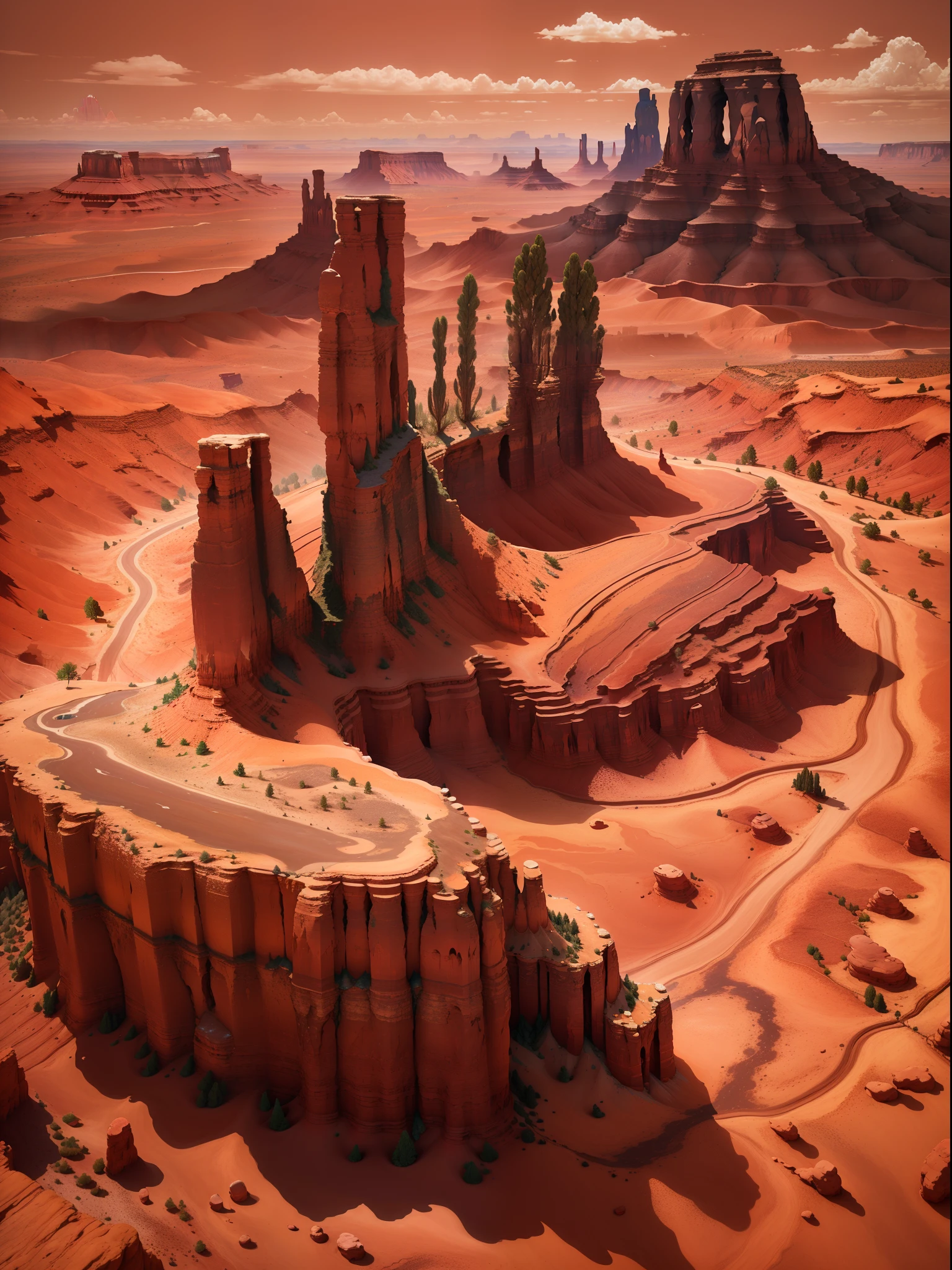 Masterpiece: 1.2,  Artistic, 4K, photography of。（monument valley，Tsé Bii Ndzisgaii，） （Giant lone peak formed by sandstone，Giant rocks，）geomerty