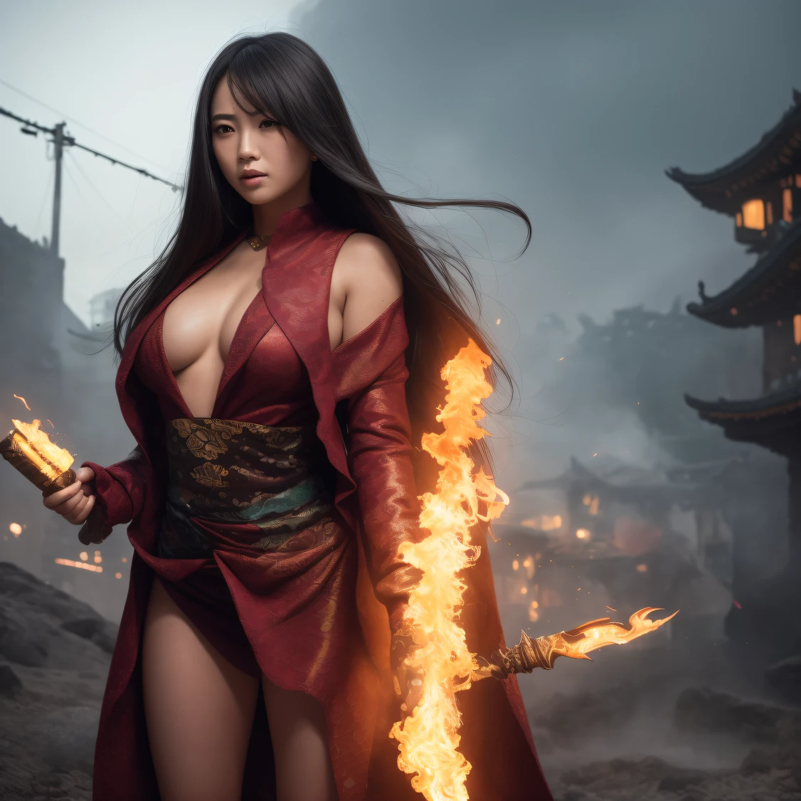 CG Giant Secret Realm，Asian women pose in colorful bikinis, Realistic secret manga girl rendering, detailed face of a asian girl, Realistic in the secret world, Smooth CG art, Realistic. Cheng Yi, Realistic secret style, A lovely secret rendering, Rendu portrait 8k, Render character art 8 K, Kawaii realistic portrait， （Linen batik scarf）， Angry fighting stance， looking at the ground， Batik linen bandana， Chinese python pattern long-sleeved garment，Uncharted（Abstract propylene splash：1.2）， Dark clouds lightning background，废墟（realisticlying：1.4），Black color hair，Flour fluttering，Telephoto lens high， A high resolution， the detail， RAW photogr， Sharp Re， Nikon D850 Film Stock Photo by Jefferies Lee 4 Kodak Portra 400 Camera F1.6 shots, Rich colors, ultra-realistic vivid textures, Dramatic lighting，8K quality, Girls，Backstreets， Dark clouds lightning background（realisticlying：1.4），Black color hair，Uncharted， RAW photogr， Sharp Re， Nikon D850 Film Stock Photo by Jefferies Lee 4 Kodak Portra 400 Camera F1.6 shots, Rich colors, ultra-realistic vivid textures, Drama light film CG society，Tropical canyon battle scene、Chinese big breasts、Vintage trench coat、three kingdom、ember、100 people、Faraway view、intense battles、high detal、masuter piece、NSFW，Multi-layered long-sleeved gauze garment，Quick-dry vest，Colorful cotton and linen sweater，Red and black snake cloak cloak，Doomsday ruins（Uncharted）Climb the streets（Armageddon）eyes filled with angry，He clenched his fists