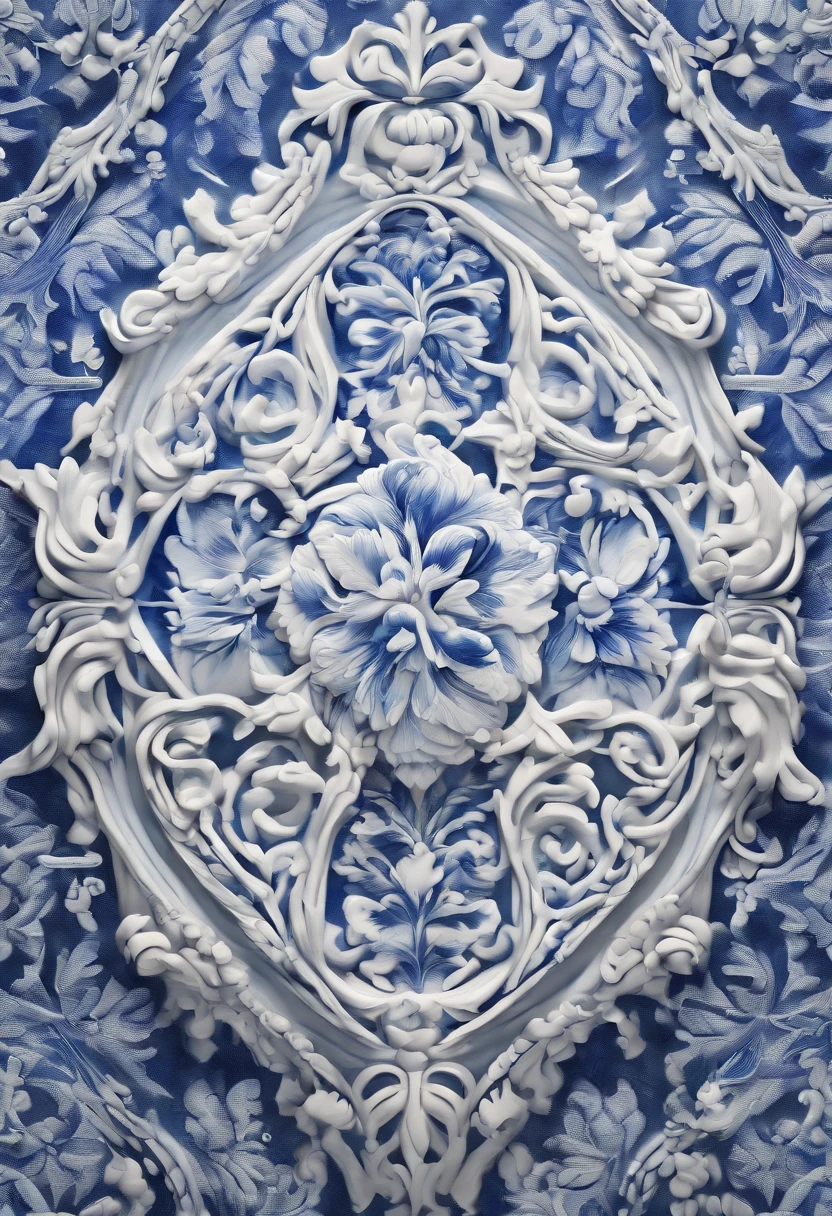 Blue and white porcelain,Ceramic material,locker,artwork of a,Ornaments, high detail,3D, Chiaroscuro, Cinematic lighting, god light, Cinematic lighting, hyper HD, High details, Best quality, A high resolution, Textured skin