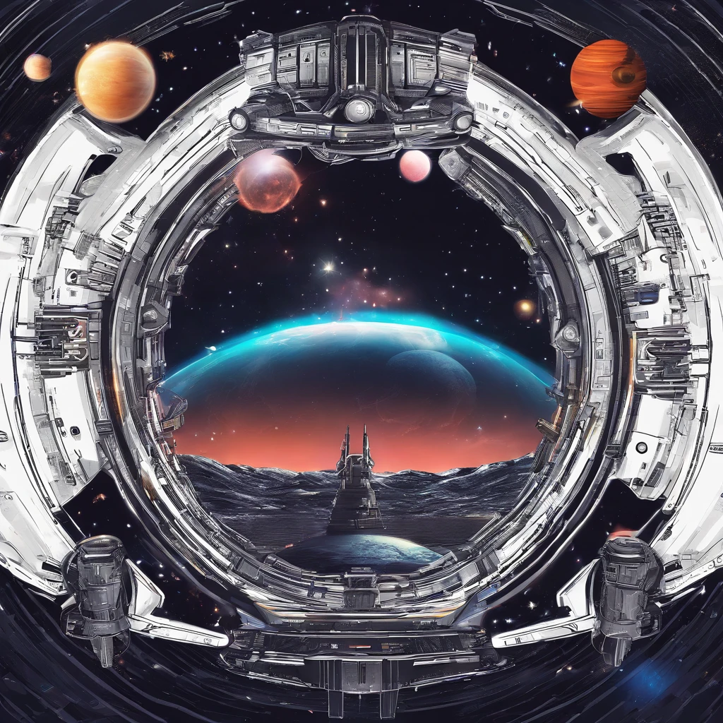 Craft a logo for a lunar tourism company that embodies the excitement of space travel. The design should be futuristic and captivating, reflecting the company's mission. Suggest three color schemes, with deep cosmic black as the primary color to symbolize the mysteries of space. Space, realism, 4K HDR