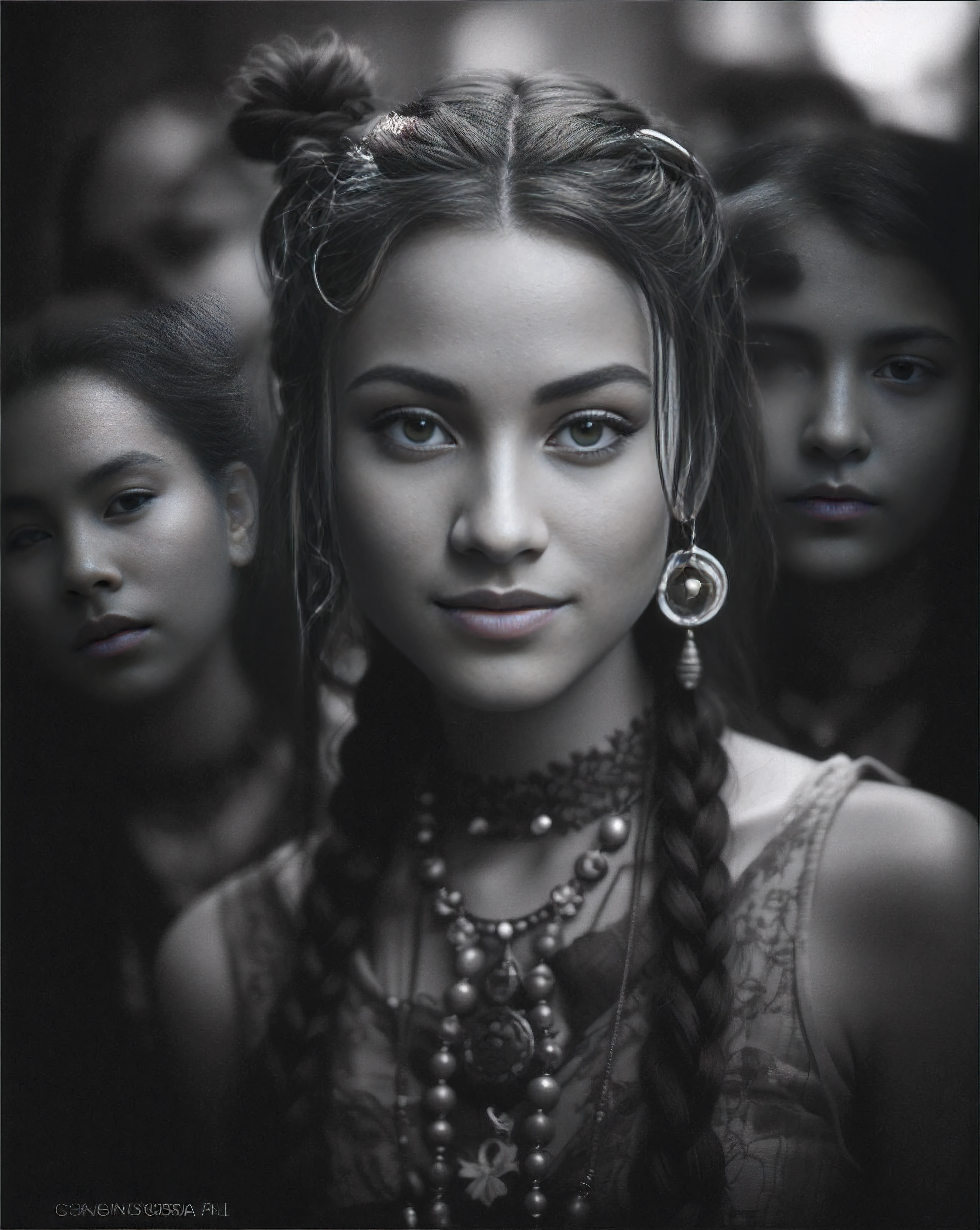 a person々Alafed woman holding a necklace with braids in front of a group of, gorgeous woman, cgsociety portrait, Stunning portrait, stunning woman, Beautiful portrait, awarded on cgsociety, gorgeous portrait, Beautiful face!, Antoni Picciotto, Very beautiful portrait, a stunning face, Beautiful face!!!!, Very beautiful woman, Beautiful face, Young Goddess