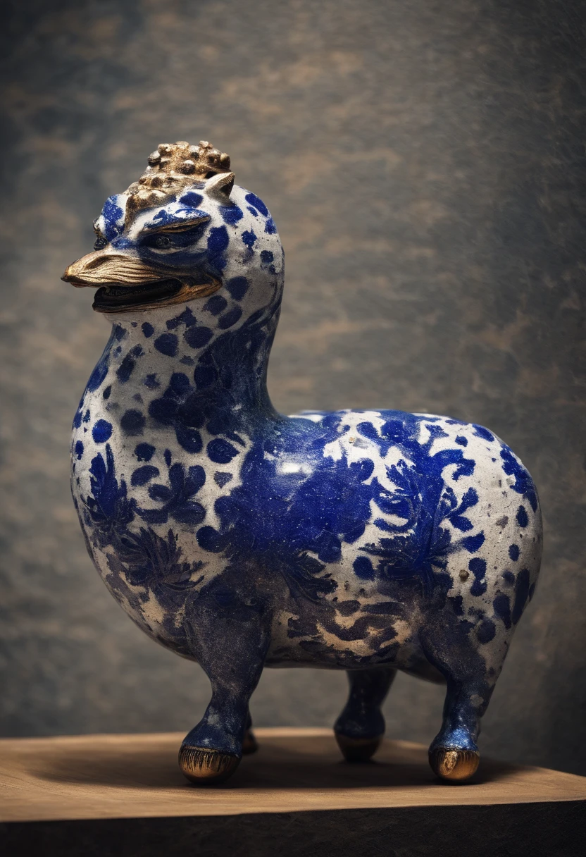 Blue and white porcelain,Ceramic material,Chinese palace of the Tang Dynasty,artwork of a,Ornaments, high detail,3D, Chiaroscuro, Cinematic lighting, god light, Cinematic lighting, hyper HD, High details, Best quality, A high resolution, Textured skin,over distances