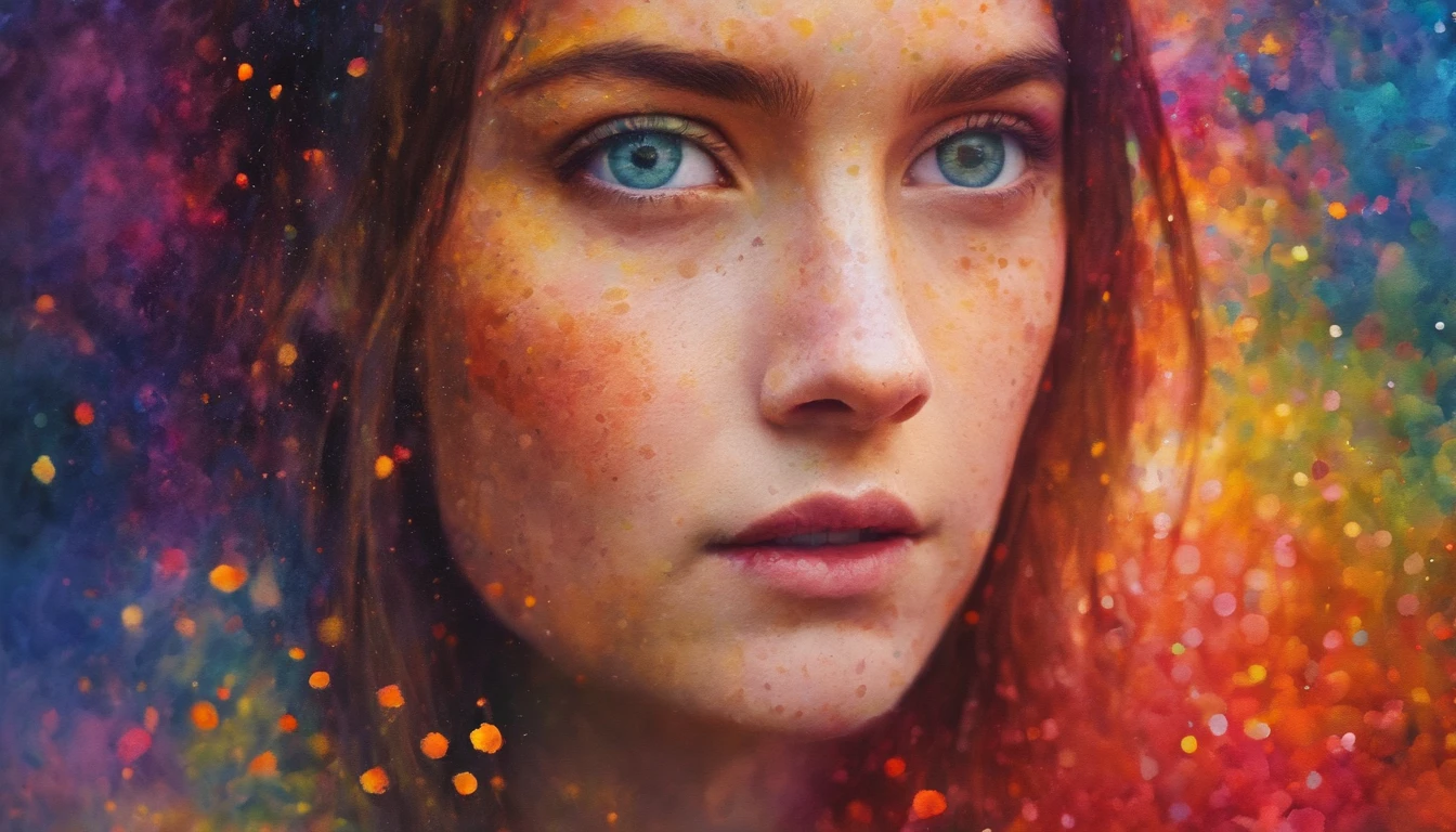 "(best quality,masterpiece:1.2),sharp focus,(vivid watercolor gradient,bright colors),(dreamy, ethereal),(multicolored background),(1 Australian girl)"