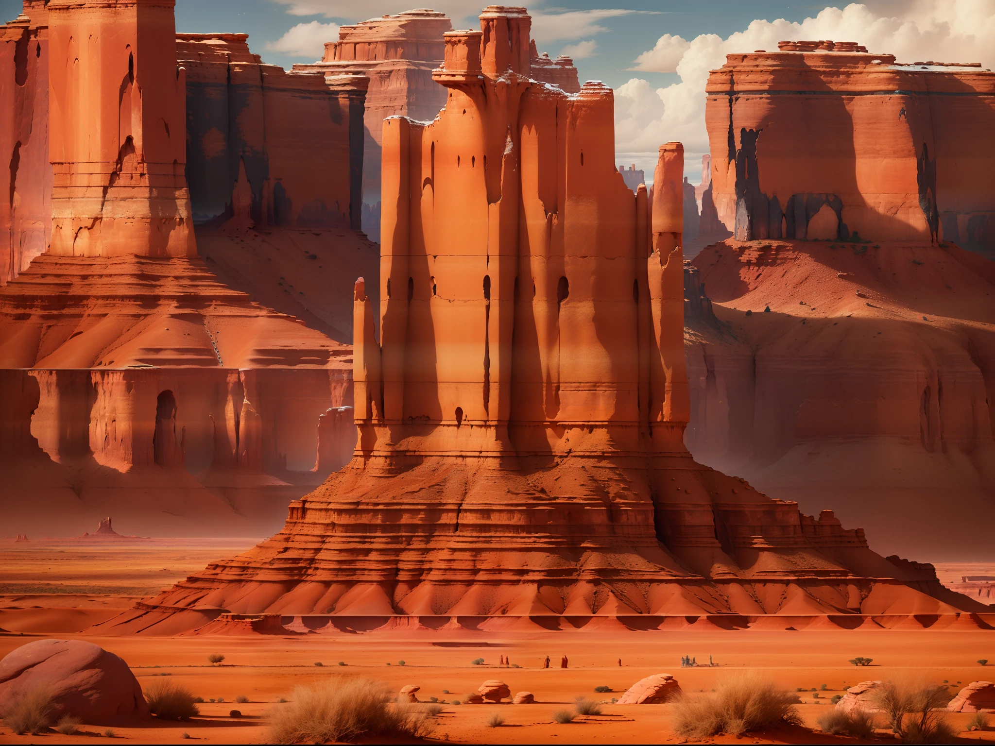 (Best quality,4K,A high resolution,Masterpiece:1.2),Artistic,Natural scenery,Stunning landscapes,Photography,Under the night sky (monument valley, Tsé Bii Ndzisgaii),(Huge sandstone formations, towering rock),geomerty，