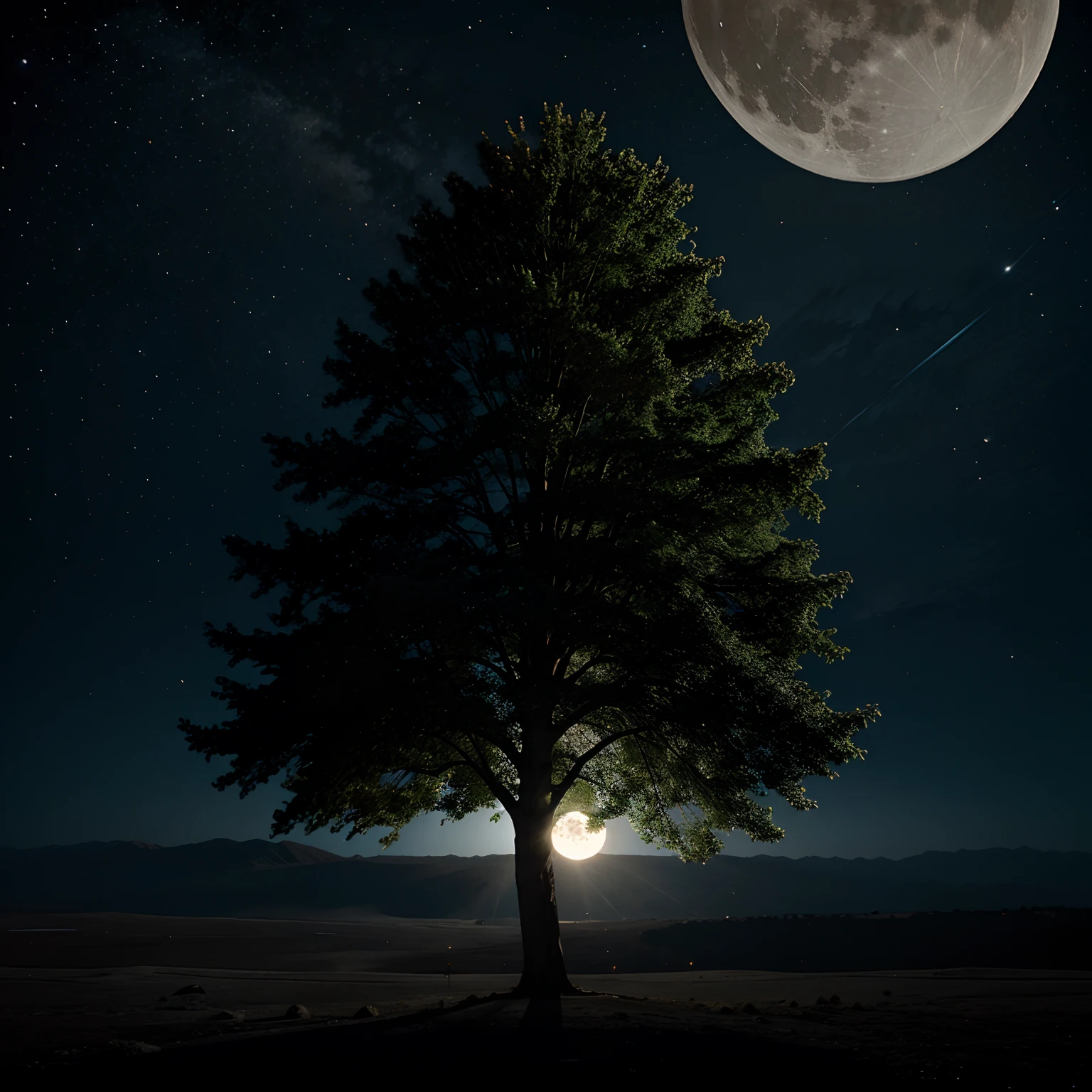 A large tree growing from the moon