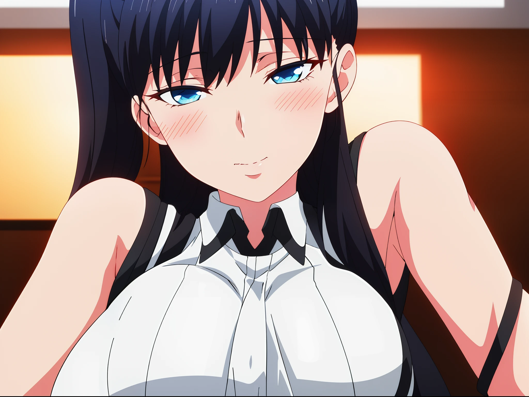 one-girl,Bare shoulders,Green_Sportswear,Sleeveless,鎖骨,black_Shorts, black_Hair,Blue eyes,pony tails,bangs,Long hair, 1 girl, 20yr old,younger female,Beautiful Finger,Beautiful long legs,Beautiful body,Beautiful nose,Beautiful character design, Perfect eyes, Perfect face,Expressive eyes,Perfect balance, view the viewer,(Focus on her face),Closed mouth, (Innocent_Swallowing_Eyes:1.0),(Light_Smile:0.3), offcial art,Extremely detailed CG unifies 8K, 8K, Diamond, and Wallpaper, Perfect lighting,Colorful, Bright_Front_face_lighting,White skin, (Masterpiece:1.0),(Best_quality:1.0), 超A high resolution,4K,Ultra-detailed, Photography, 8K, hdr, (Wearing maid costumes,Long black stockings),A high resolution, absurderes:1.2, Kodak Portra 400, filmgrain, The background is blurred out, Bokeh:1.2, Lens flare, (vibrant_Color:1.2),profesional photo, (Beautiful,Large_Breasts:1.4), (Beautiful_face:1.5),(Narrow_waistup),(Bigboobs,Be red in the face,Blushlush,perspire,full of sweat,Enchanting expression,The chest is exposed,very uncomfortable expression),
