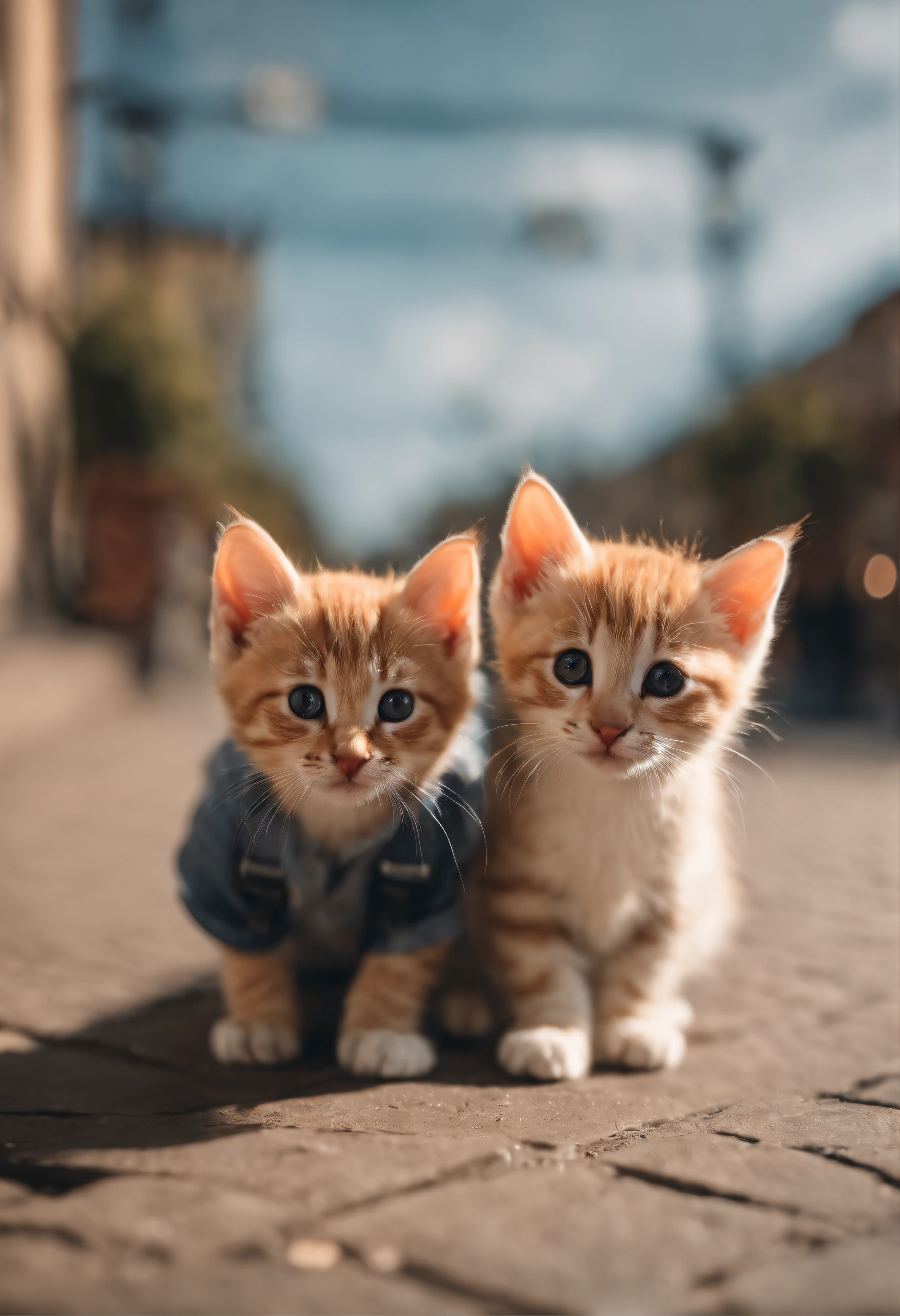 I have two kittens, a cute little cat, cute kittens, Cutest, Incredibly cute, Adorable and cute, And cute and lovely. They are walking down the street with backpacks, Walking together, commute, Proudly walk down the street, And the cat is walking. They are cute in the style of 🍂 and 🍁, Adorable and cute, Cute and adorable, oh, nice and cute. They are known as real-life Tom and Jerry.