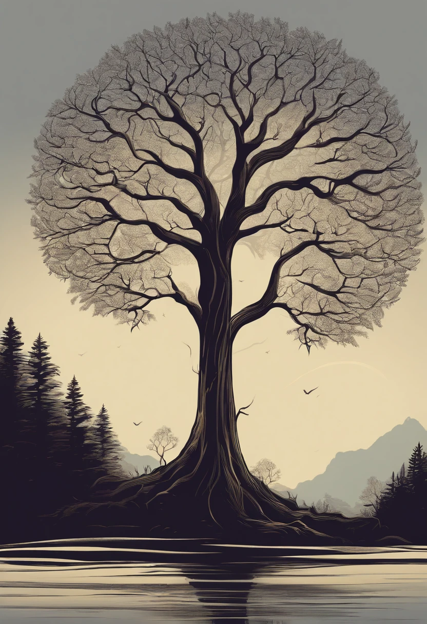 tree, illustration, 2d, logo, simple