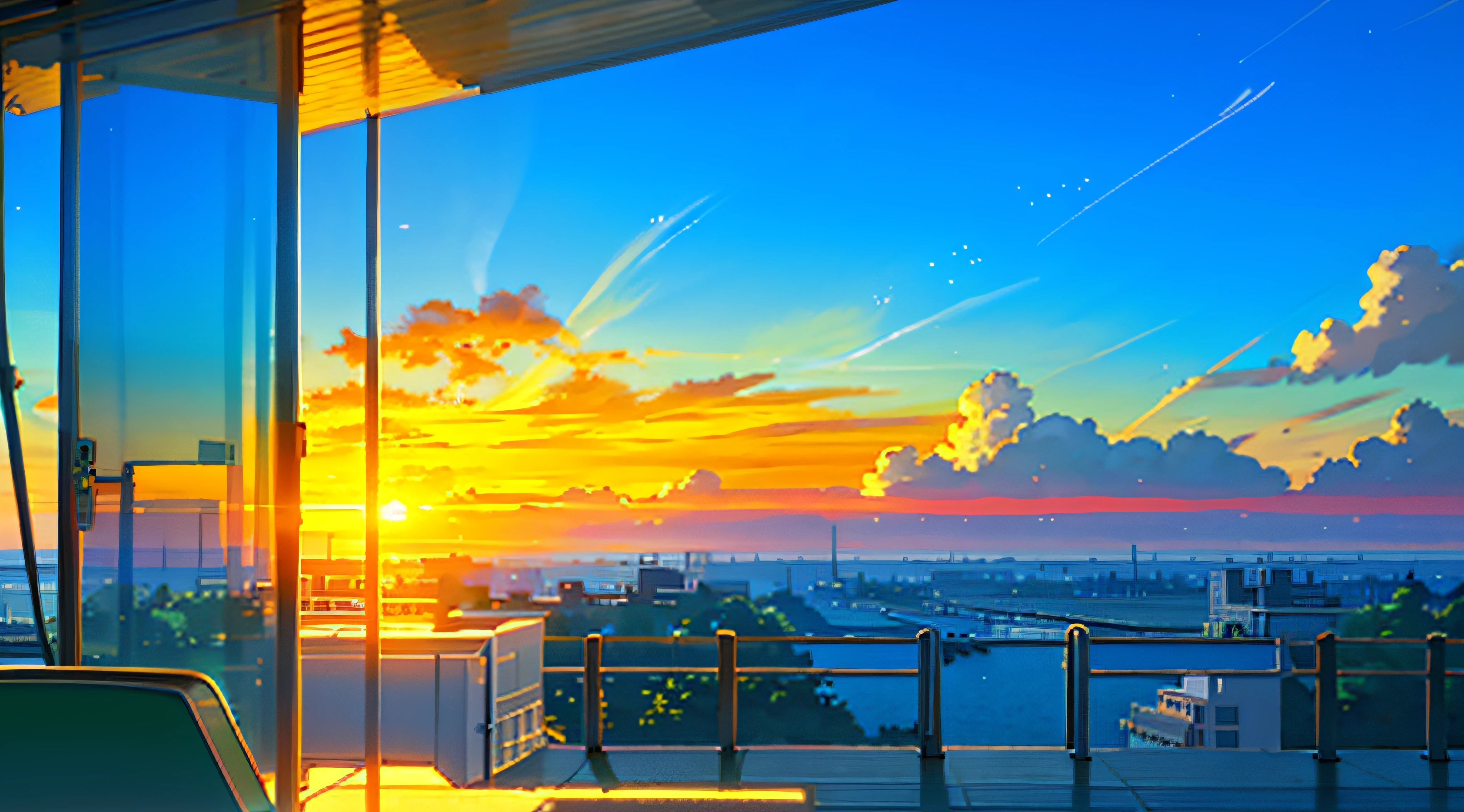 Summer, Makoto Shinkai&#39;s concept art, tumblr, magic realism, beautiful anime scenes, beautiful skies. by makoto shinkai, ( ( makoto shinkai ) ), anime background art, anime backgrounds, Makoto Shinkai&#39;s style, anime movie backgrounds, galaxy express, no humans. --v6