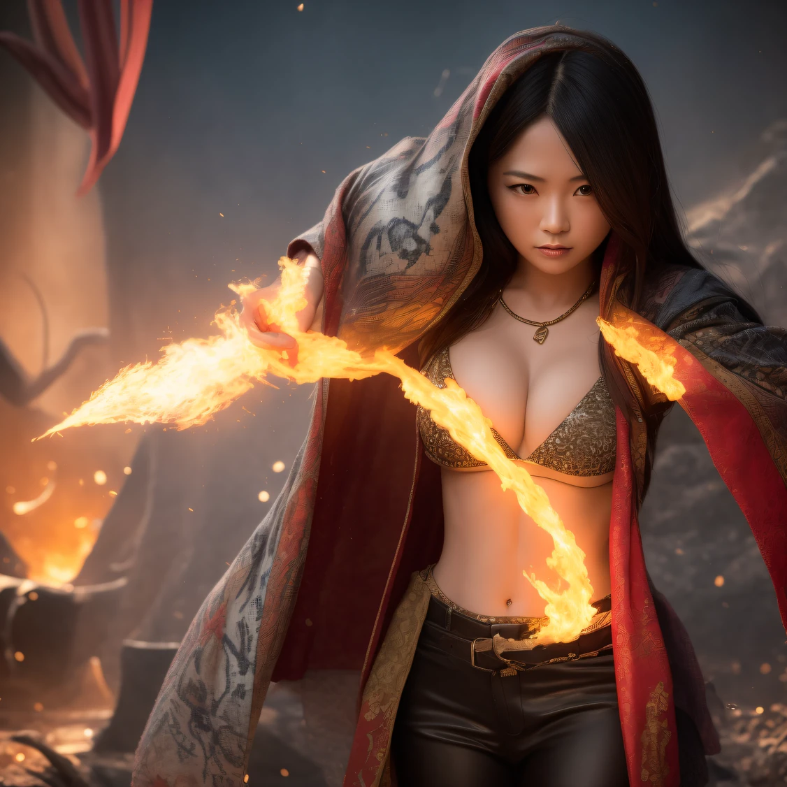 CG Giant Secret Realm，Asian women pose in colorful bikinis, Realistic secret manga girl rendering, detailed face of a asian girl, Realistic in the secret world, Smooth CG art, Realistic. Cheng Yi, Realistic secret style, A lovely secret rendering, Rendu portrait 8k, Render character art 8 K, Kawaii realistic portrait， （Linen batik scarf）， Angry fighting stance， looking at the ground， Batik linen bandana， Chinese python pattern long-sleeved garment，Uncharted（Abstract propylene splash：1.2）， Dark clouds lightning background，废墟（realisticlying：1.4），Black color hair，Flour fluttering，Telephoto lens high， A high resolution， the detail， RAW photogr， Sharp Re， Nikon D850 Film Stock Photo by Jefferies Lee 4 Kodak Portra 400 Camera F1.6 shots, Rich colors, ultra-realistic vivid textures, Dramatic lighting，8K quality, Girls，Backstreets， Dark clouds lightning background（realisticlying：1.4），Black color hair，Uncharted， RAW photogr， Sharp Re， Nikon D850 Film Stock Photo by Jefferies Lee 4 Kodak Portra 400 Camera F1.6 shots, Rich colors, ultra-realistic vivid textures, Drama light film CG society，Tropical canyon battle scene、Chinese big breasts、Vintage trench coat、three kingdom、ember、100 people、Faraway view、intense battles、high detal、masuter piece、NSFW，Multi-layered long-sleeved gauze garment，Quick-dry vest，Colorful cotton and linen sweater，Red and black snake cloak cloak，Doomsday ruins（Uncharted）Climb the streets（Armageddon）eyes filled with angry，He clenched his fists，