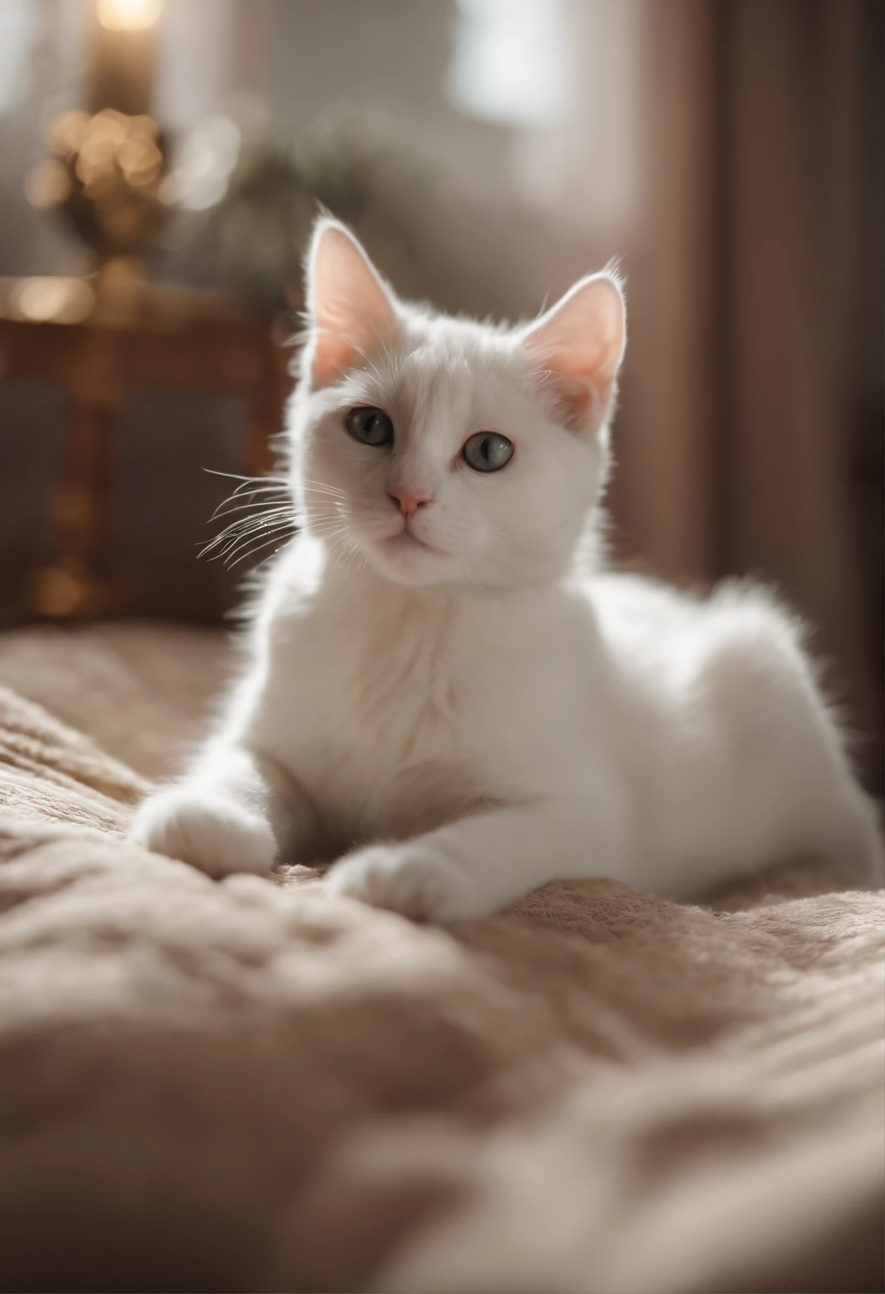 there is a cat on it, a cute little cat, The cutest kitten in history, Very beautiful and cute girl cat, Lewd and excited white cat, a cute little cat, Intelligent cat, an anthro cat, funny cat, cute kittens, And a sad cat. They read books on the couch、Sitting on a chair. They are relaxing after a hard day. They are wearing pajamas.