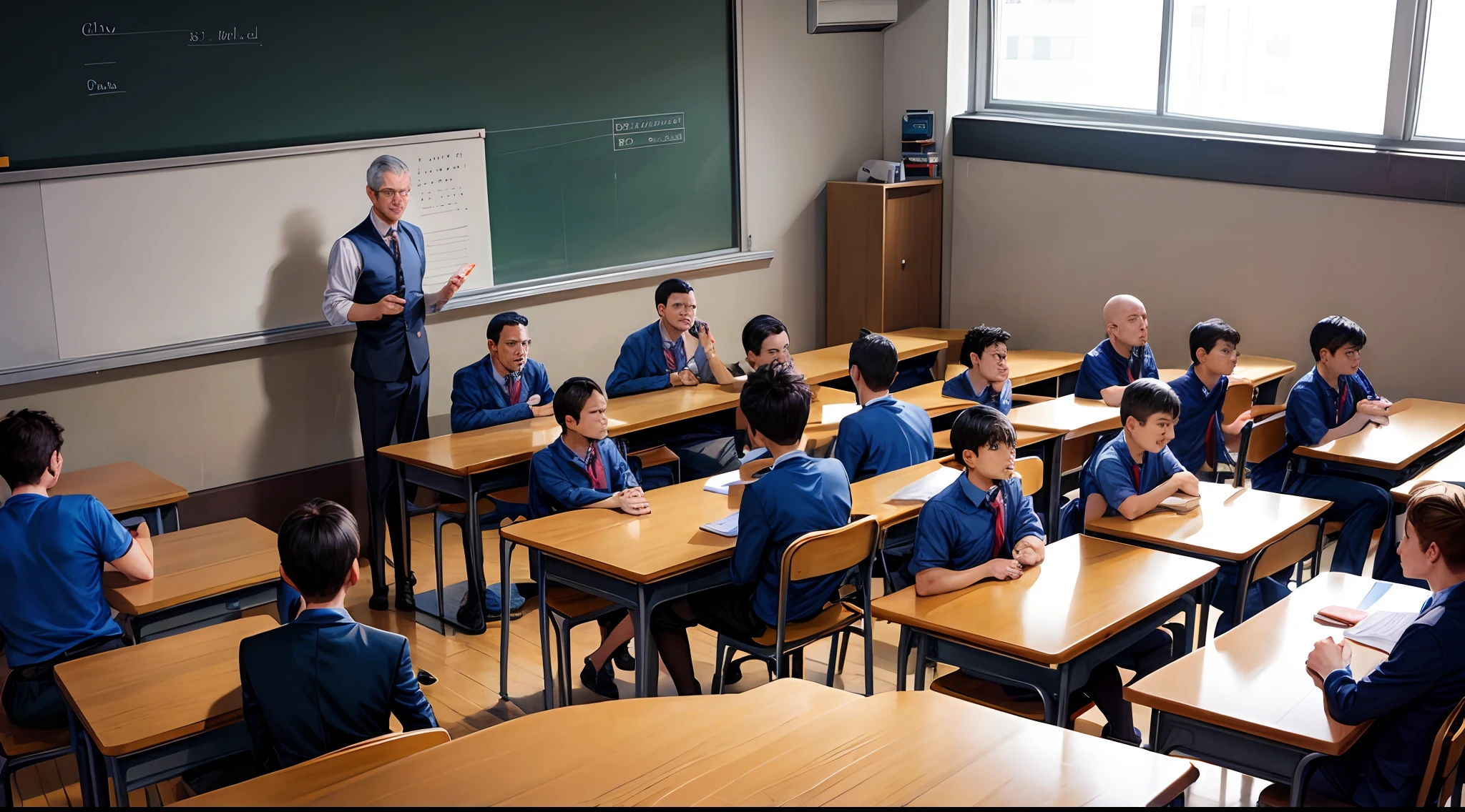 men teacher gave a speech to the students