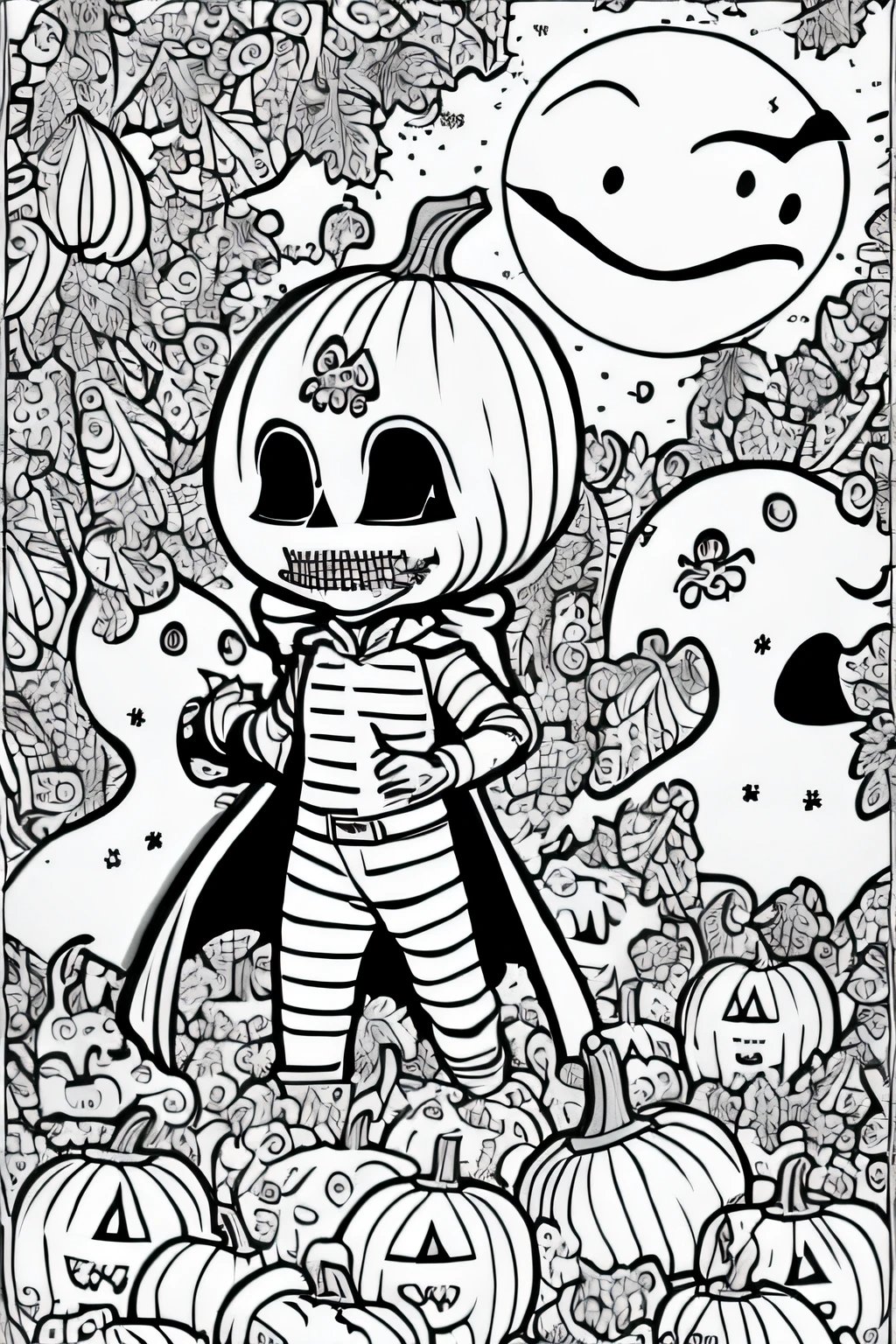 a coloring page with litle girl and ghost, lineart inspired by Thomas Nast, reddit, happening, spooky halloween theme, line art colouring page, clean coloring book page, halloween theme, halloween art style, halloween celebration, coloring book page,Dia de Los Muertos Halloween Fancy atmosphere, in a Dia de Los Muertos Halloween Fancy style, halloween scene, colouring - in sheet, coloring book outline, spooky halloween night  COLR_001