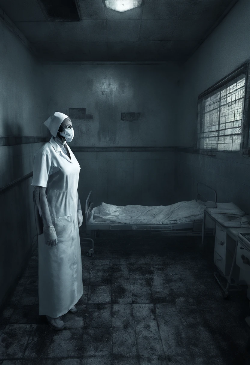Old hospitals, mexican nurse, scary atmosphere, horror games, epic realistic, intricate details, hyper detailed, cinematic, rim light,