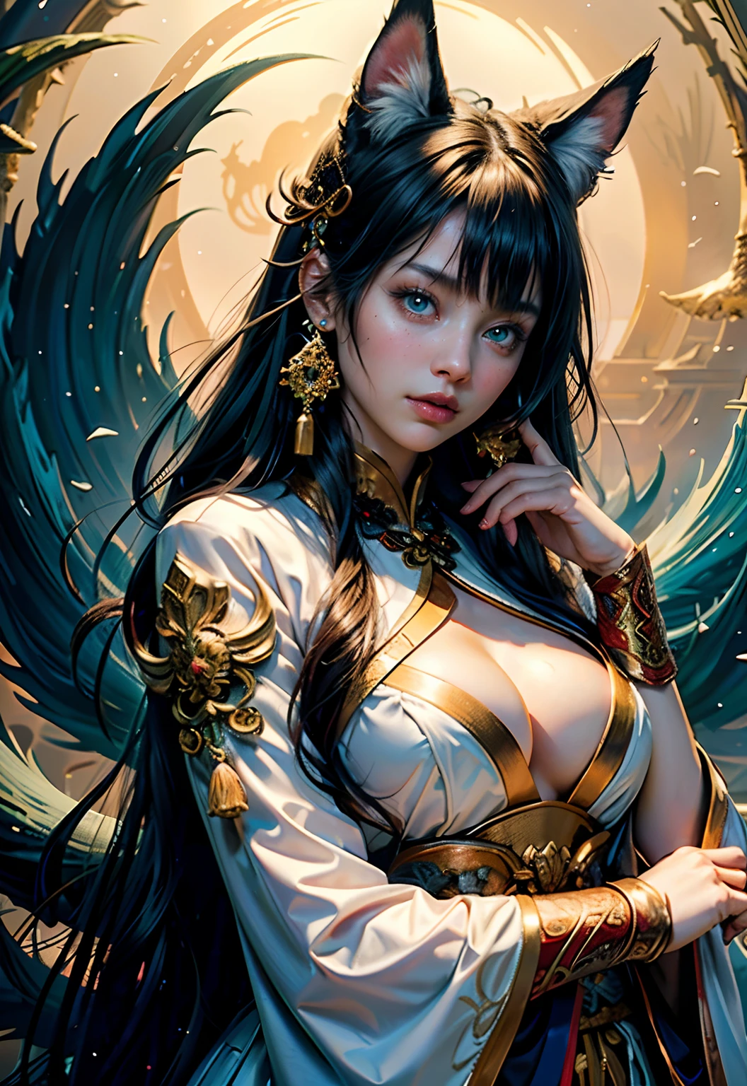 (Numerous award-winning masterpieces, with incredible detail, textures and maximum detail), ((hyper realistic:1.4)), (realistic:1.3), ((extreamely beautiful face features)),(best quality real texture skin), (Pale but beautiful face:1.8), (fine circular glowing green eyes: 1.2), (perfectly cymmetricla green eyes: 1.2), celestial, devine japanese beauty, fantasy, ((dramatic photo)), ((dynamic photo)), highly detailed, ultra-realistic, intricate details, painting (artwork), ((masterpiece,best quality)), hyper realistic, dark fantasy , epic realistic, faded, ((neutral colors)), art, (hdr:1.5), (muted colors:1.2), hyper detailed, (art station:1.5)