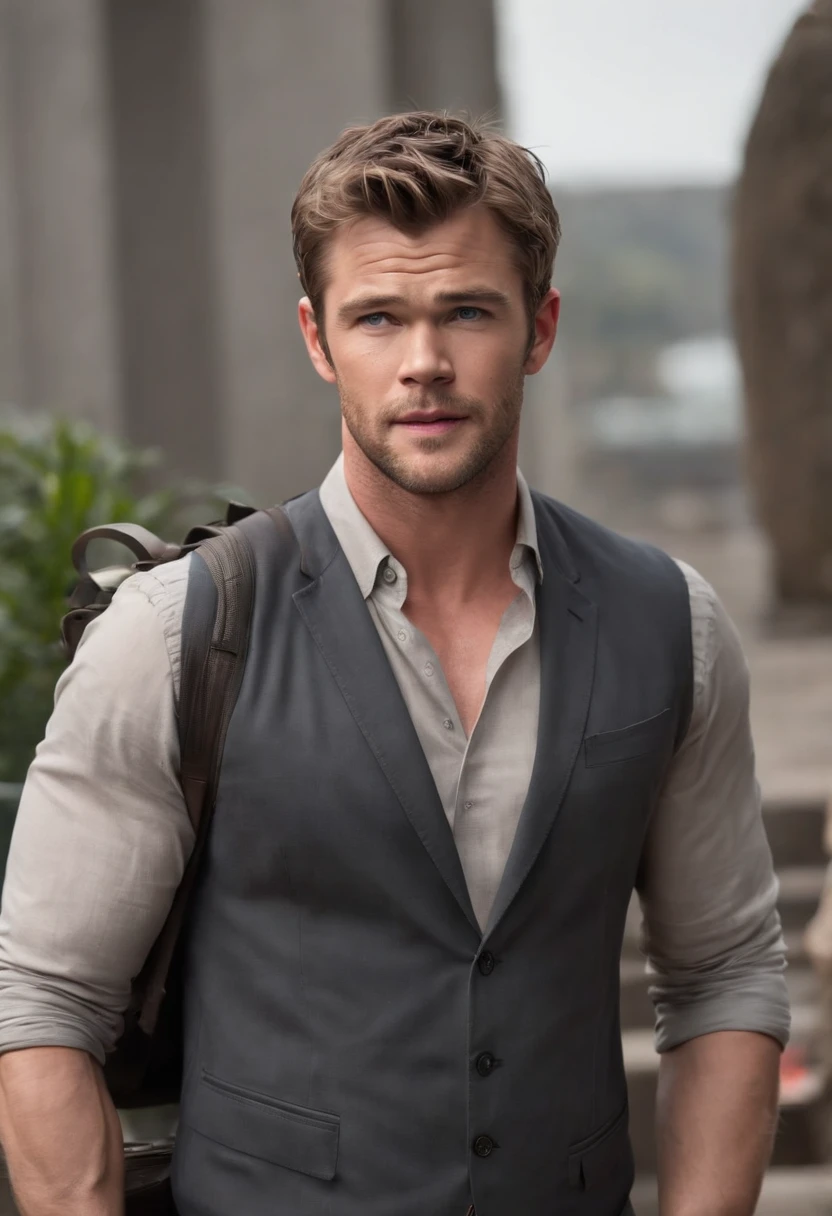 Chris Hemsworth's portrayal of Kevin Beckman in Ghostbusters showcases a remarkable display of his physical traits and attributes. With an athletic and expansive physique characterized by well-defined muscles and an impressive height, Hemsworth exudes strength and power. His chiseled jawline adds a touch of rugged masculinity to his facial appearance, while his deep blue eyes draw attention and leave a lasting impression. Hemsworth's chestnut brown hair, styled in a voluminous and tousled manner, adds a youthful and carefree vibe to his character's look. In terms of clothing, his fashionable and contemporary style, often seen in tailored suits, highlights his physique and accentuates his elegance. Glasses and accessories, such as sleek and trendy eyewear, enhance his intellectual appeal and add sophistication to his overall appearance. Hemsworth's athletic physique, defined muscles, and impressive height reflect his dedication to maintaining a fit and robust body. He possesses a chiseled jawline, well-proportioned facial features, and deep blue eyes that are captivating and expressive. The chestnut brown hair, styled in a voluminous and tousled manner, adds a youthful and carefree vibe to his character. Hemsworth's fashionable and contemporary clothing choices, particularly tailored suits, highlight his physique and exude confidence and sophistication. The addition of sleek and trendy glasses and accessories enhances his intellectual appeal, while his eye-catching eye color and magnetic presence leave a lasting impression on audiences. Overall, Chris Hemsworth's portrayal of Kevin Beckman in Ghostbusters not only demonstrates his talent as an actor but also showcases his striking physical appearance and impeccable sense of style, making him a captivating and memorable presence on screen. In Ghostbusters, Chris Hemsworth's portrayal of Kevin Beckman leaves a lasting impression with his strong presence, athletic physique, chiseled jawline, and stylish fashion choices.