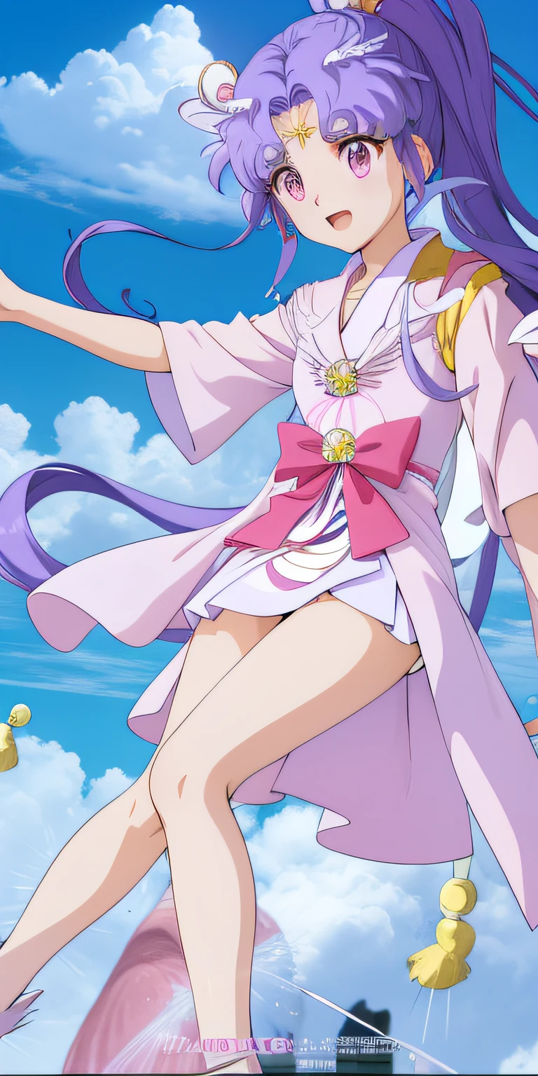 Anime girl in pink dress and white coat flying in the air, magic school uniform, magical girl anime mahou shojo, dressed in simple robes, flowing magical robe, tsubasa nakai's style, daytime ethereal anime, style of magical girl, wearing lab coat and a blouse, ((wearing aristocrat robe)), With a lab coat, Magical school student uniform