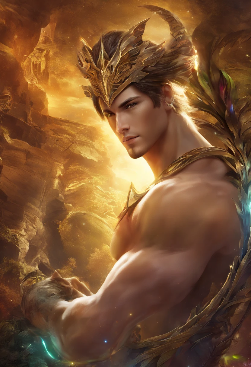 (Trabalho de estreia masculino),((1 macho)) 1 man ́, 1 rapaz、((corpo inteiro lascivo))、((pernas bonitas e musculosas)), ((corpo de beleza,)) qualidade superior、Arte Oficial、great aesthetics:1.2)、best quality, Ultra HD |, 32k、(Arte Fractal:1.3)、Colouring、mas altodetalhado ((lobo mau masculo)), sorriso suave masculino e forte Smooth expression um sorriso tiro de corpo inteiro luz dourada olhando para camera, In the backgroundSpace Station in Antares, altamente detalhado, ultra-realistic, detalhes intrincados, ((master part,melhor qualidade)), ((Cinematic light)), hyper realistic, fearsome, fantasia sombria, epic realistic,arte, (HDR:1.5), hiper detalhado, (Artee station:1.5), cinemactic, luzes quentes, Efeito de Luz, dramatic light, (detalhes intrincados:1.1)