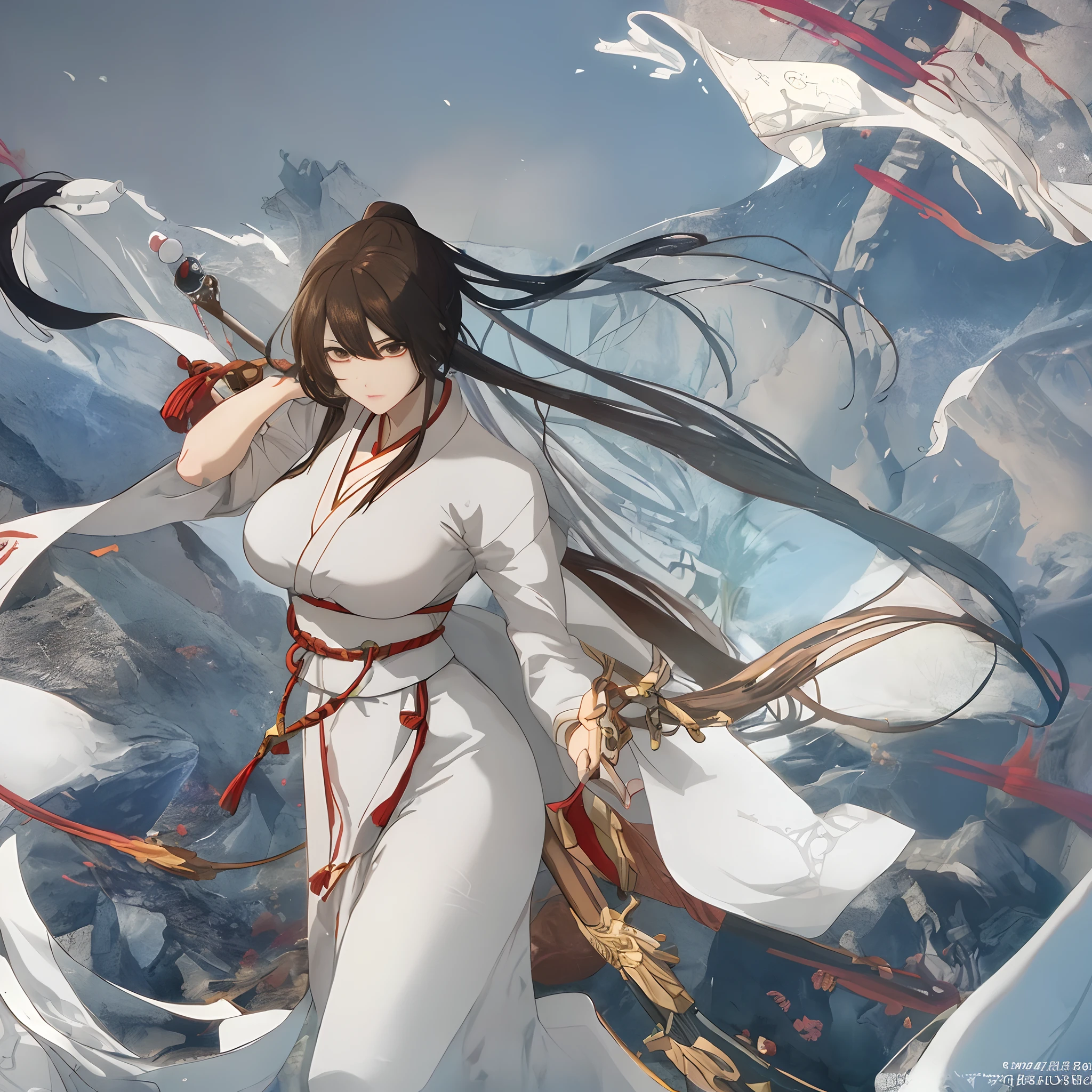 CGSetsoty Trends、Fantasyart、beautiful character painting、guweiz、White Han style artwork、flowing white robes、Full body Wuxia、epic exquisite character art、Stunning character art、beautiful female assassin、(((beautiful and very large udder、Chest about to burst、sagiri)))