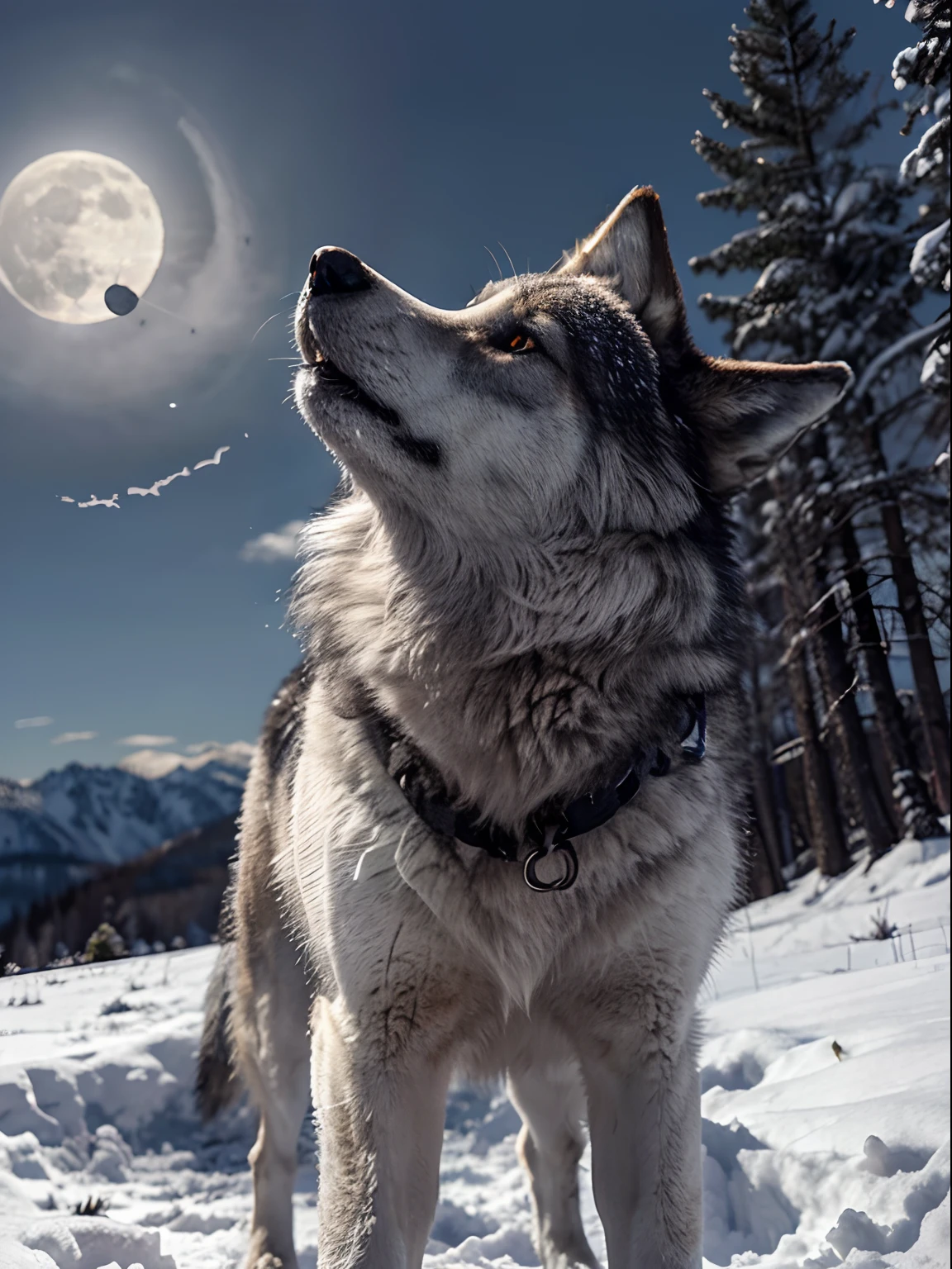 A wolf standing in the snow looks up, photo of wolf, howling, wolf, Wolp, Great Wolf, lone wolf, howling at the moon, Wolf in the snowfield, wolves, wolves and their treasures, wolf howling at full moon, the wolf howls at the moon, Dark Gray Wolf, Lobo, Human-like wolves