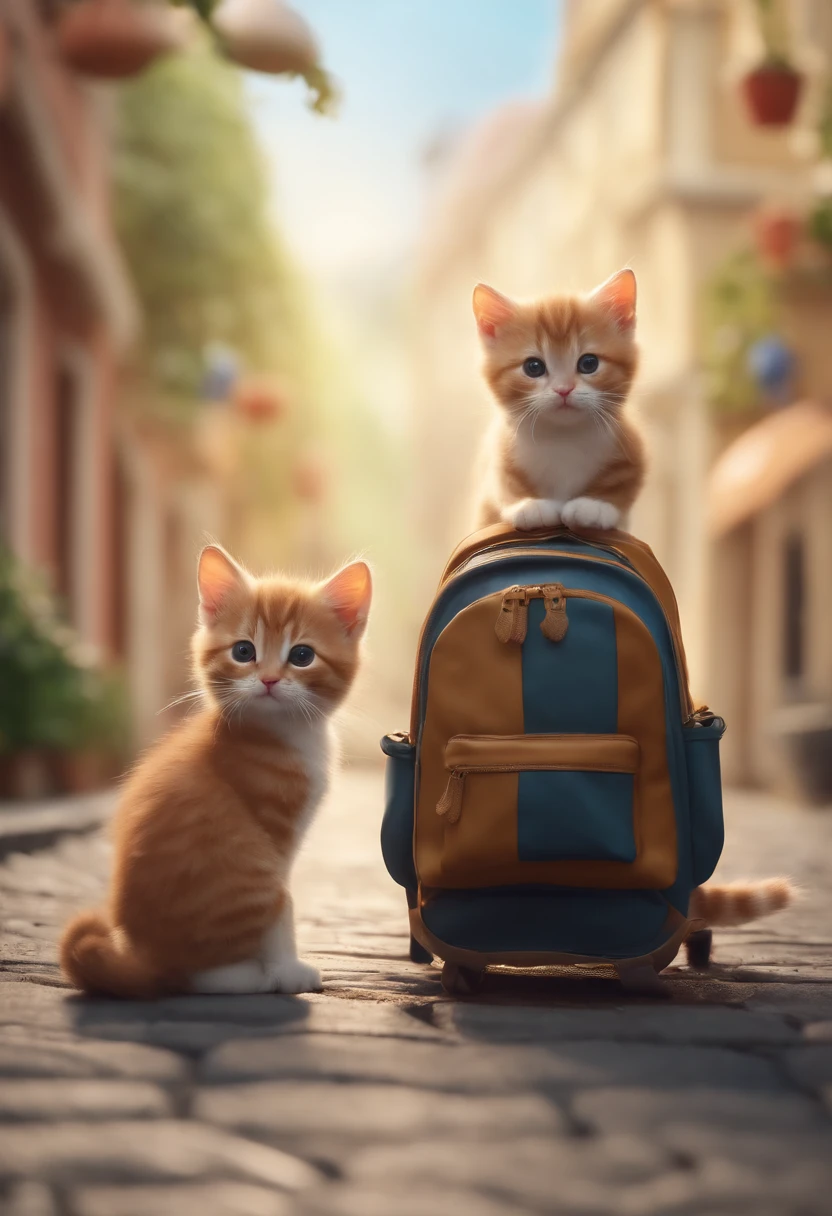 I have two kittens, a cute little cat, cute kittens, Cutest, Incredibly cute, Adorable and cute, And cute and lovely. They are walking down the street with backpacks, Walking together, commute, Proudly walk down the street, And the cat is walking. They are cute in the style of 🍂 and 🍁, Adorable and cute, Cute and adorable, oh, nice and cute. They are known as real-life Tom and Jerry.