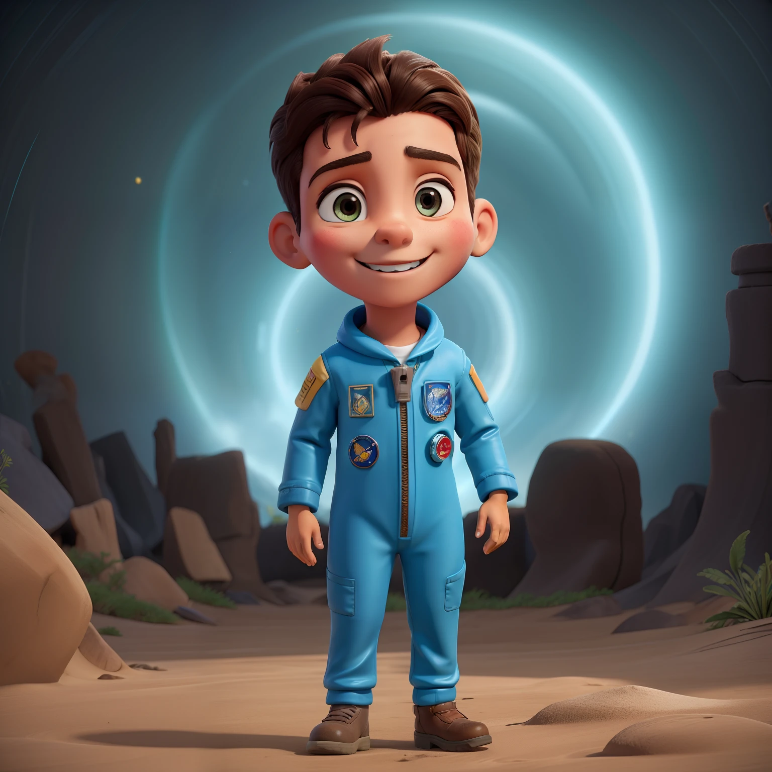 garoto de 17 anos, Wearing traditional astronaut jumpsuit, appearance of the Brazilian Kaká ex-,fultibolista, Looking at you with vivid eyes and a cheerful smile, boca aberta, Fundo branco desfocado, profundidade de campo rasa, Cinematic light, luz suave, retroiluminado, micro-detalhes, renderizado, fotorrealista, cinemactic, 85mm 1.4