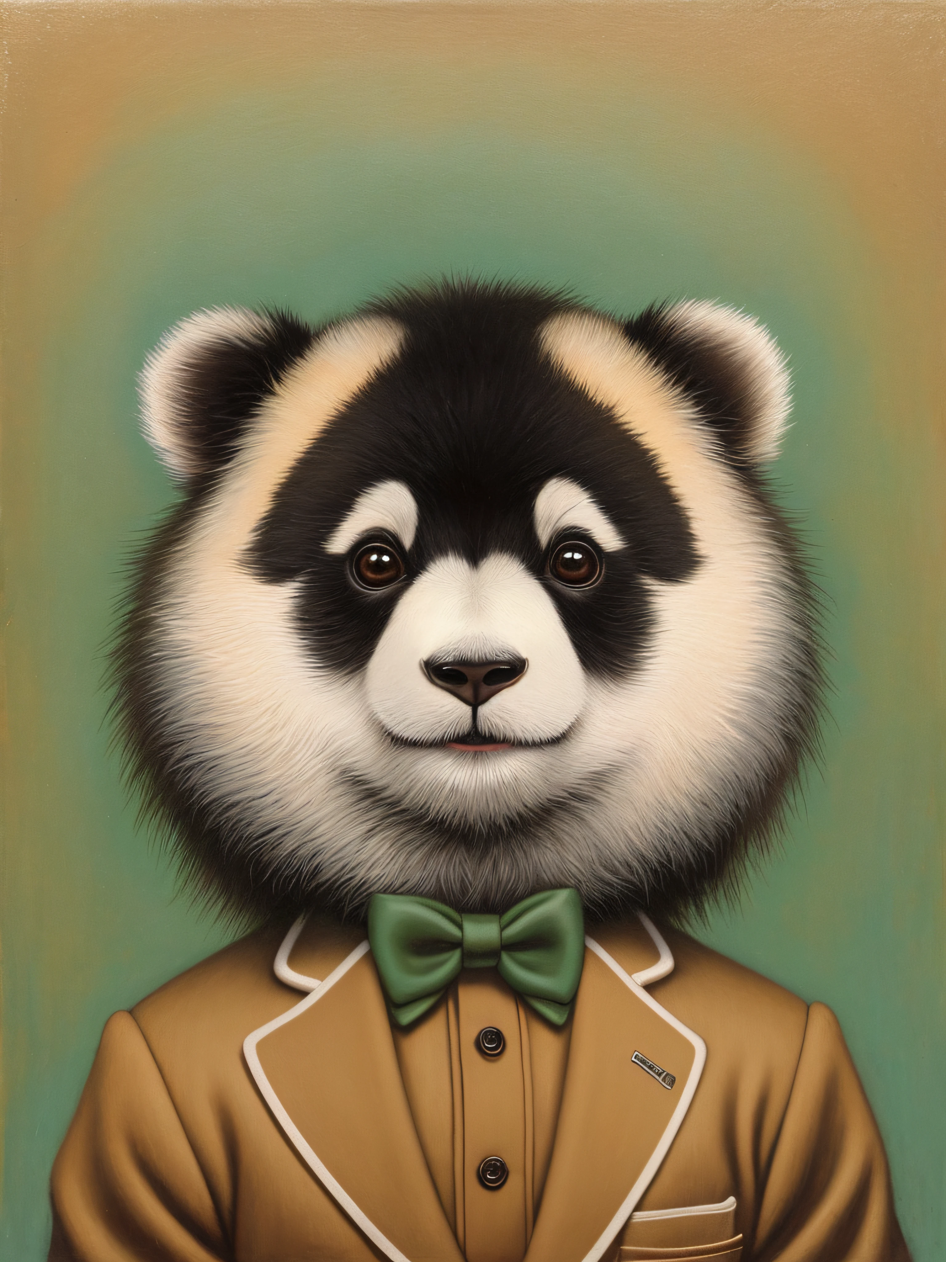 Pintura de un oso panda, Retrato de un oso, Anthropomorphic bear, Estilo Mark Ryden, Mark Ryden muy detallado, Mark Ryden en el estilo de, Estilo de Mark Ryden, Cute Anthropomorphic Panda Bear, por Mark Ryden, Surrealismo pop lowbrow