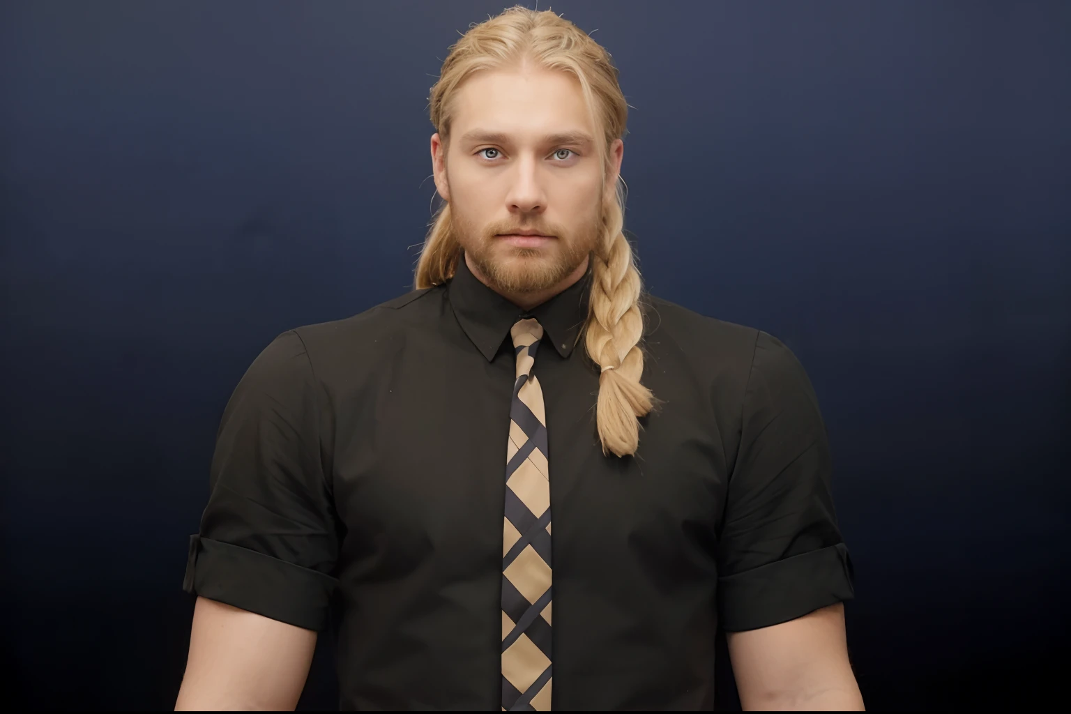 Blond bearded man with realistic braided hair