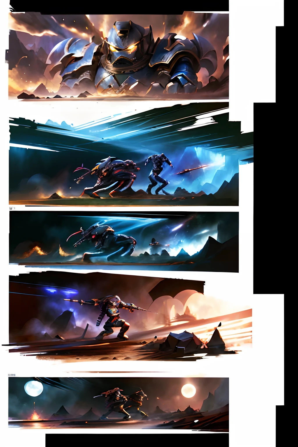 Comic storyboard:2, Battle scenes，tmasterpiece，ultraclear，UHD,the detail，Multiple characters，anatomy correct