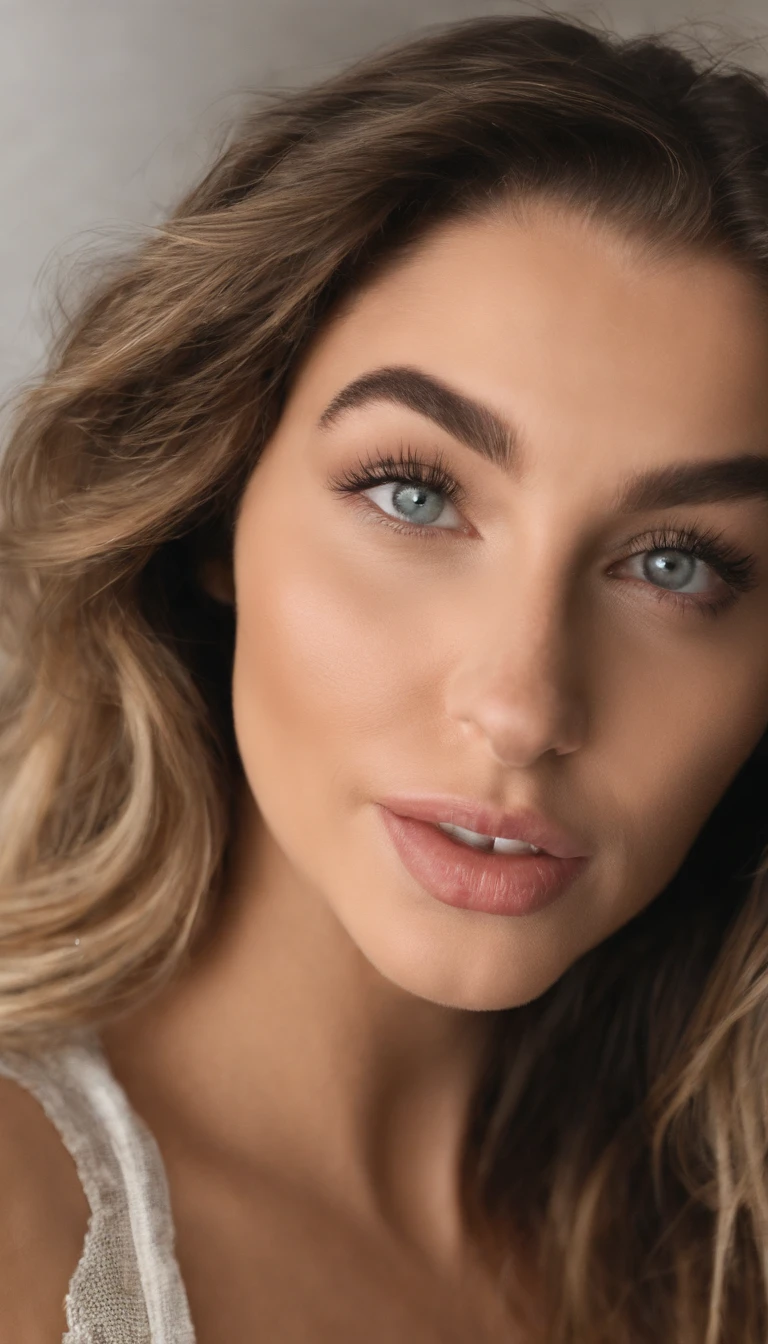 Femme arafed avec une jupe , Monaco , longs cheveux blonds, fille sexy aux yeux bleus, Portrait Sophie Mudd, cheveux blonds et grands yeux, selfie of a young woman, Yeux de chambre, Violet Myers, sans maquillage, maquillage naturel, looking straight at camera, Visage avec Artgram, Maquillage subtil, Superbe photo du corps entier, dans la chambre, clivage