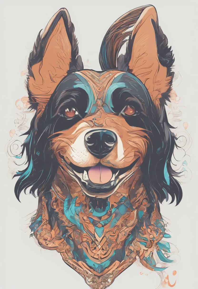 A cute cartoon dog sticks out its tongue,Bust,Headshot,minimalist wind,Make people love,Uma personagem,filigree,Realistic style
