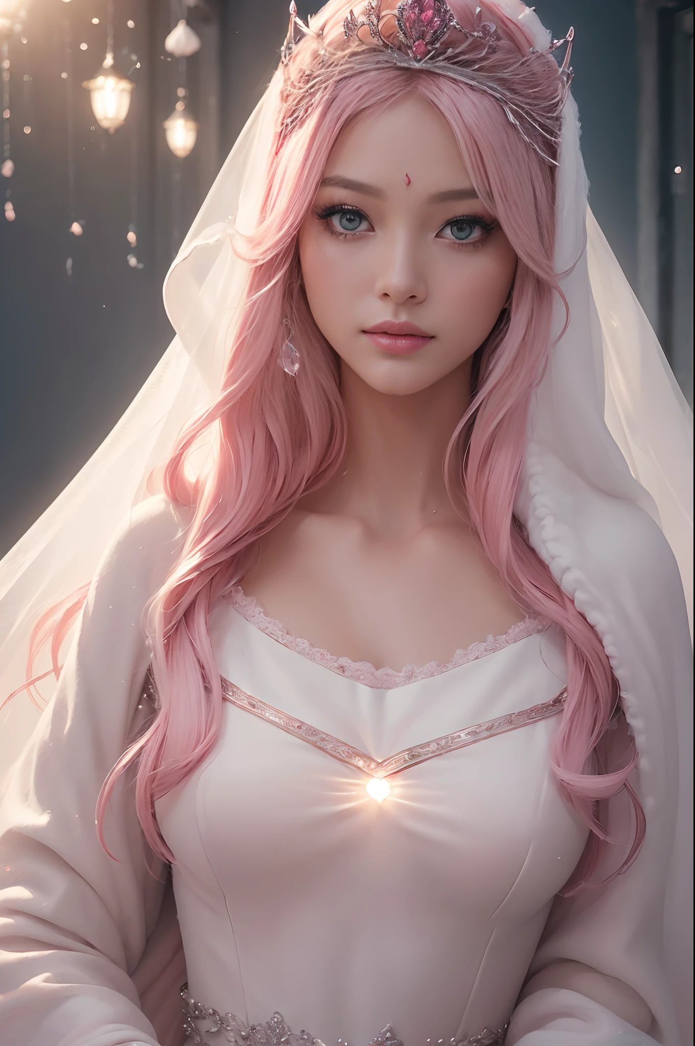 (masterpiece:1.2)、top-quality、(illstration:1.2)、(The ultra-detailliert)、Eye Focus、(Masterfully crafted Glow、pink lens flare)、(Cinematic background)、Hyper-detailing、(delicate detail)、(intricate detailes)、octan render、HDR、(Hyper-detailing:1.15)、(softlight:1.2)、Super beautiful princess in silver tiara、Woman in a very beautiful red and white dress、Golden Decoration(super model:1.3)、Woman made up of paint、entirely paint、Splat、Splash、bionde(Bionde:1.1)、(radiant eyes)、((make - up))、(Cinematic masterpieces)、Delicate and powerful、 (Cinematic headlight)、((Caustic))、dynamic ungle、Beautiful detail glow、ambient occlusion、ambient lights、Ray trace reflection、(best illumination、Extremely delicate and beautiful)、((ciinematic light))、(The soft:2)、Vivid and high contrast、Contre-Jour、huge tit、EABA with intricate details、red cloak、Raking up hair