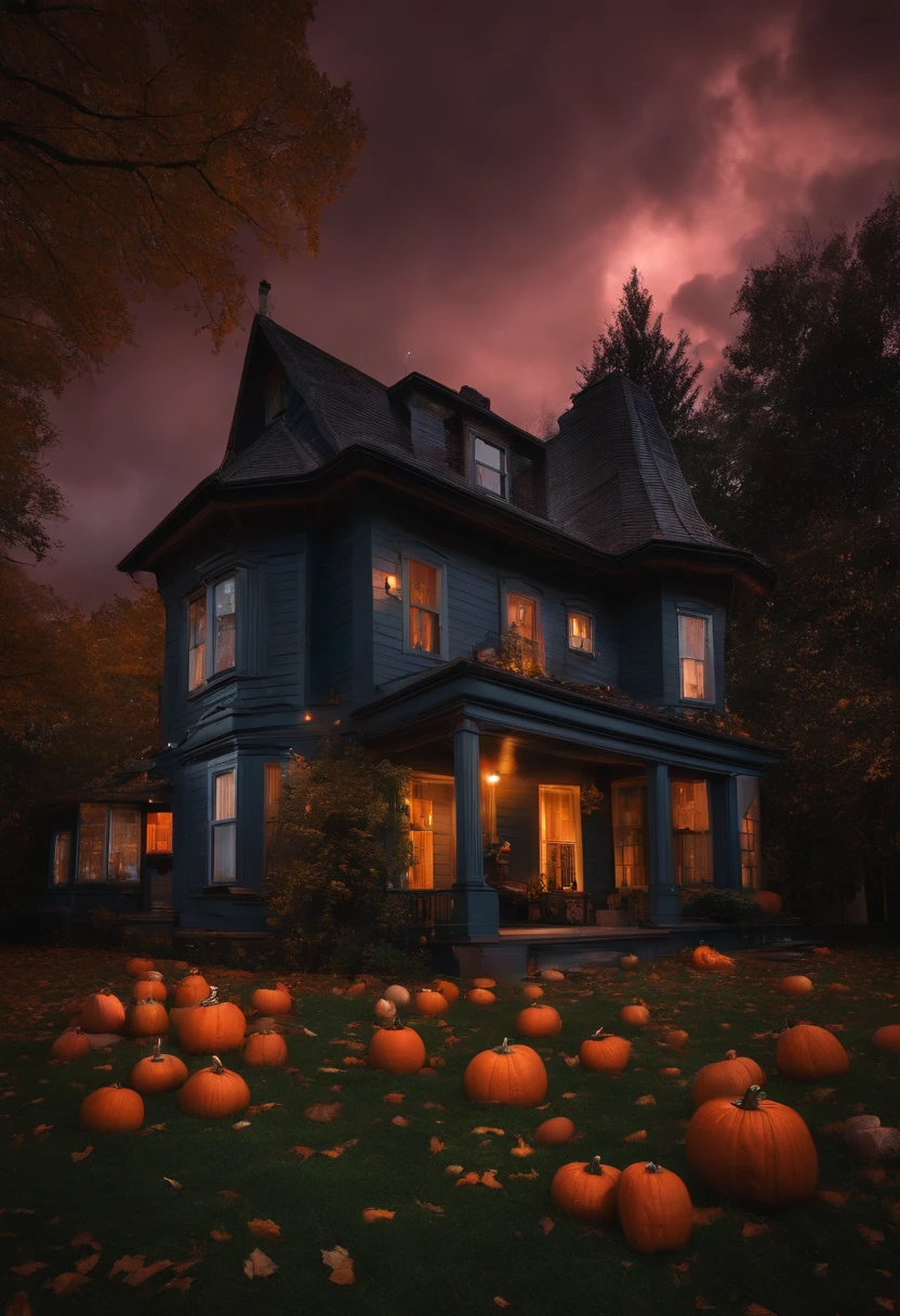 Halloween night home with thunder